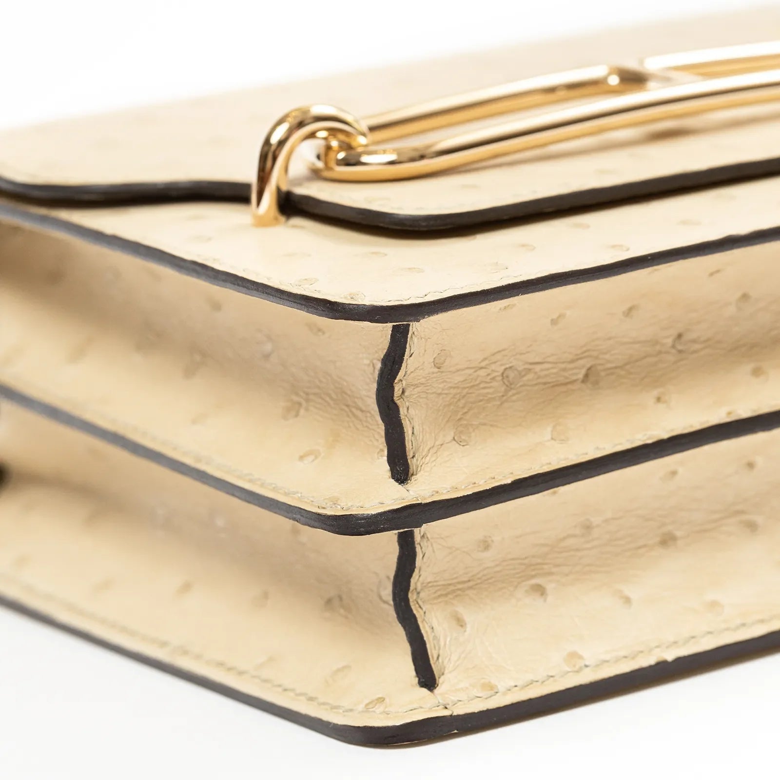 Hermès Mini Roulis Parchemin Ostrich Permabrass Hardware