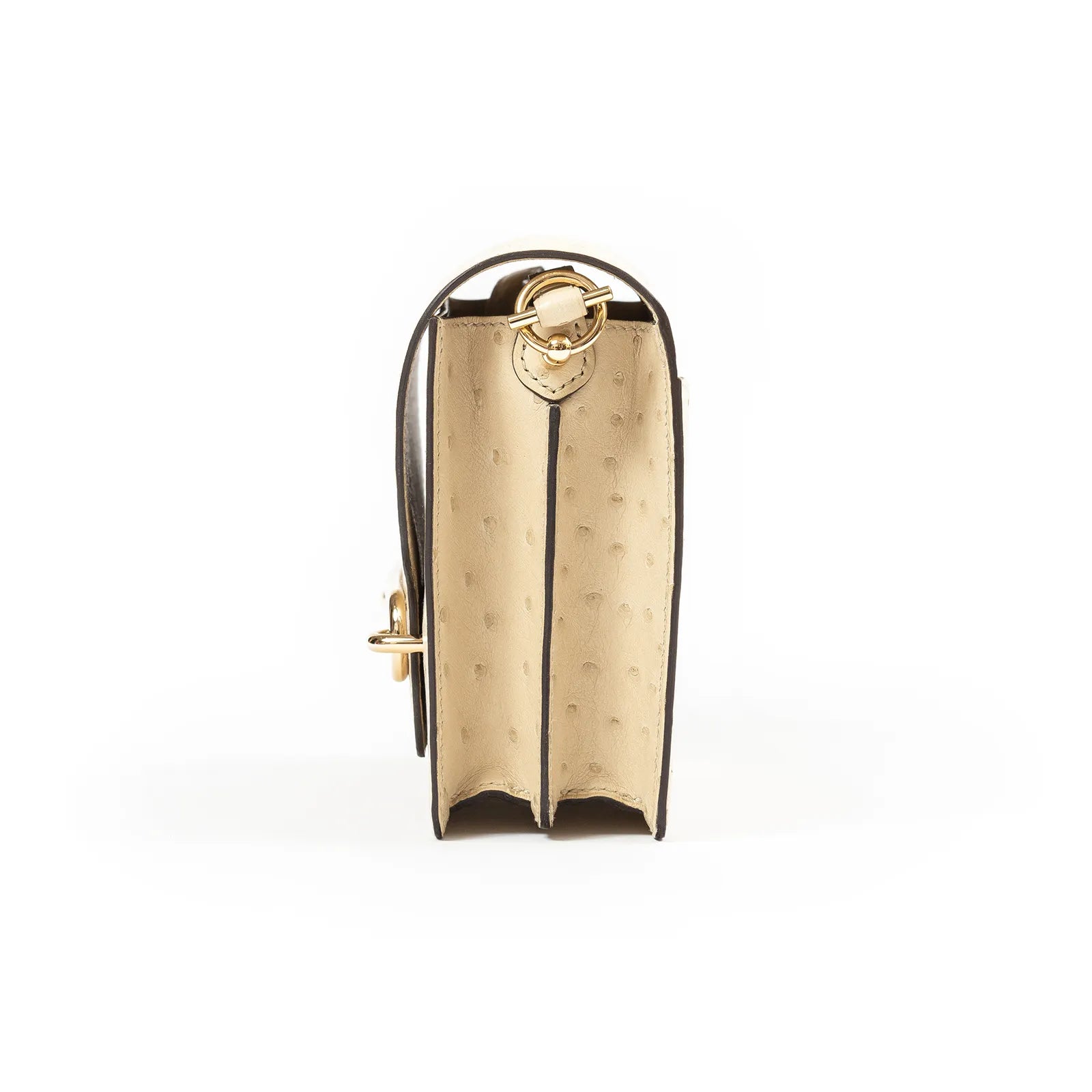 Hermès Mini Roulis Parchemin Ostrich Permabrass Hardware