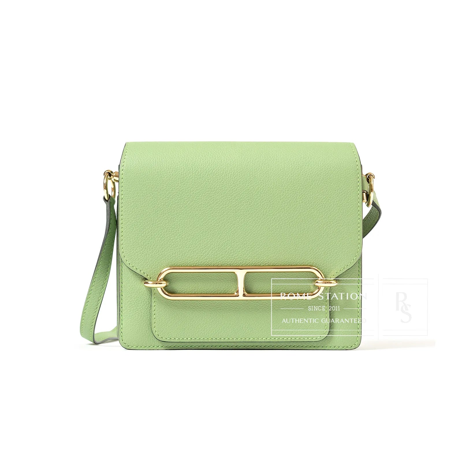 Hermès Mini Roulis Vert Criquet Evercolor Gold Hardware