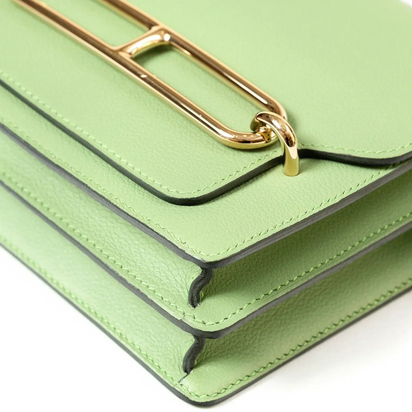 Hermès Mini Roulis Vert Criquet Evercolor Gold Hardware