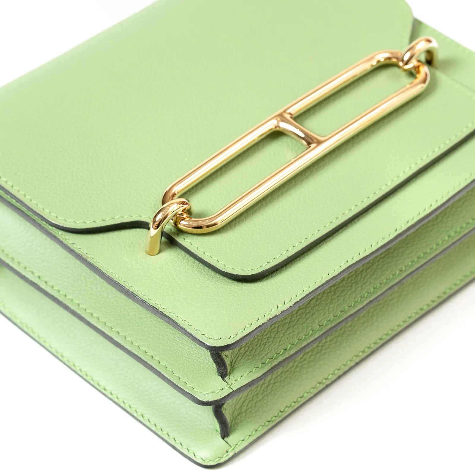 Hermès Mini Roulis Vert Criquet Evercolor Gold Hardware