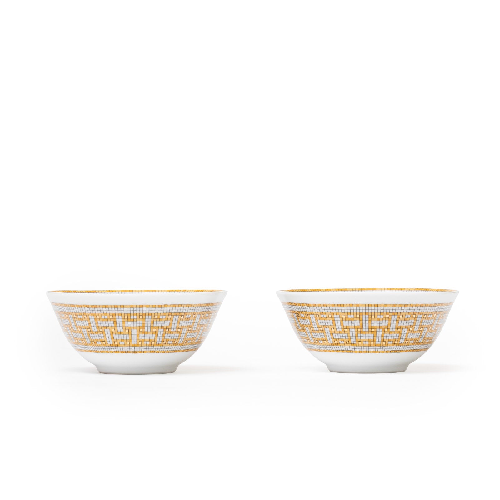 Hermès Mosaique au 24 Gold Rice Bowl Set of Two | Luxury Tableware