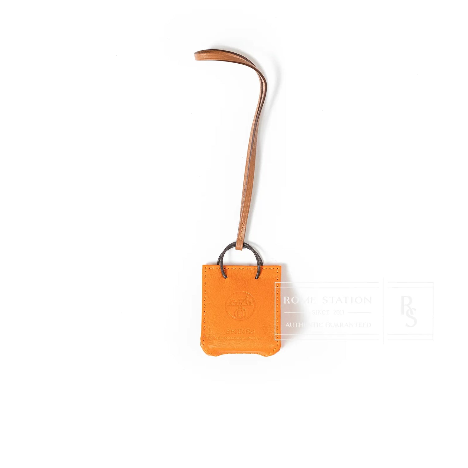 Hermès Orange Shopping Bag Charm Swift