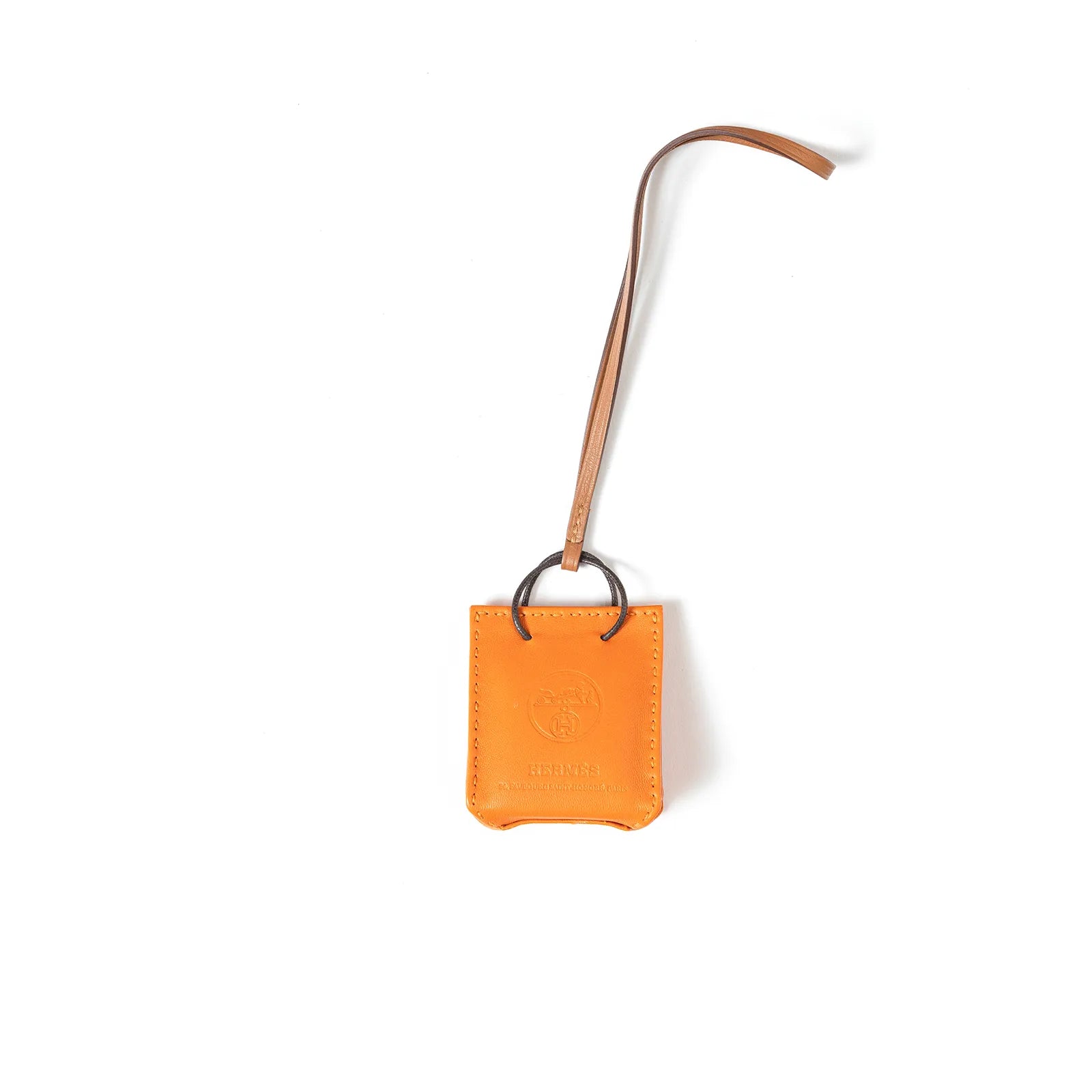 Hermès Orange Shopping Bag Charm Swift