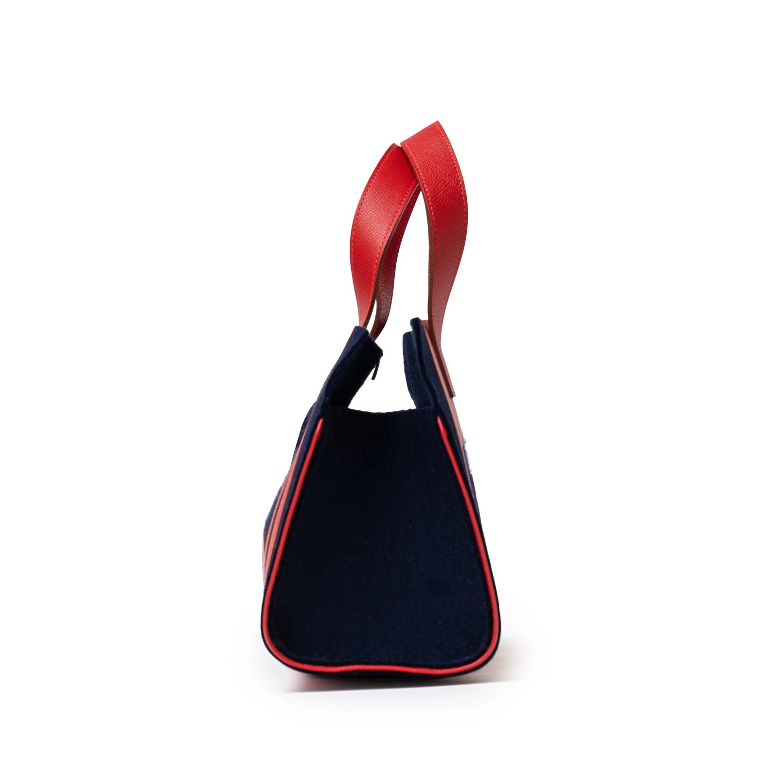 Hermès Petit H Decoupe Basse PM Skeleton Tote Rouge/Navy Epsom/Felt - Left