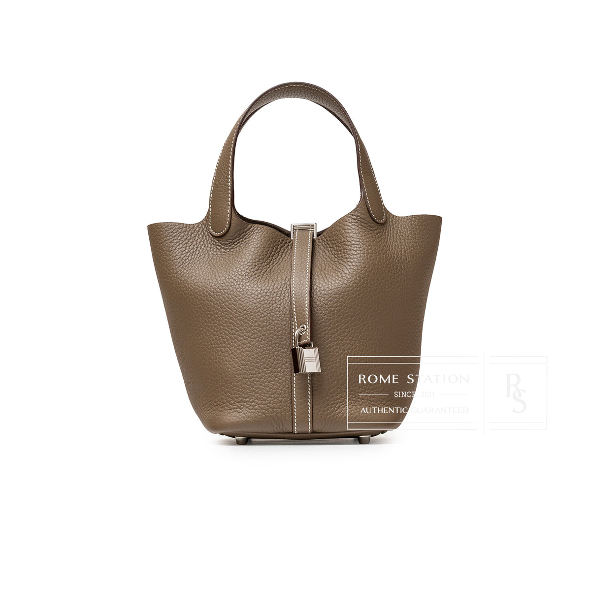 Hermès Picotin 18 Etoupe Clemence Palladium Hardware front view
