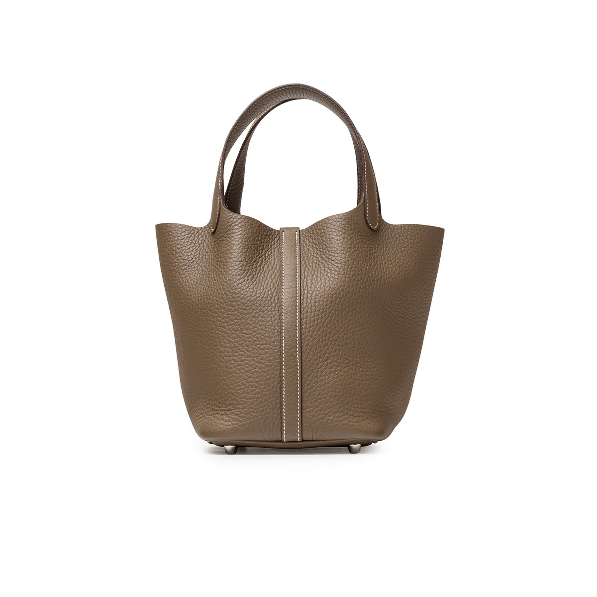 Hermès Picotin 18 Etoupe Clemence Palladium Hardware back view with handles and feet