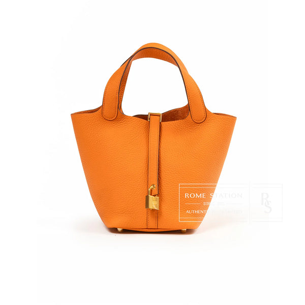 Hermès Picotin 18 in Orange Clemence Leather with Gold Hardware