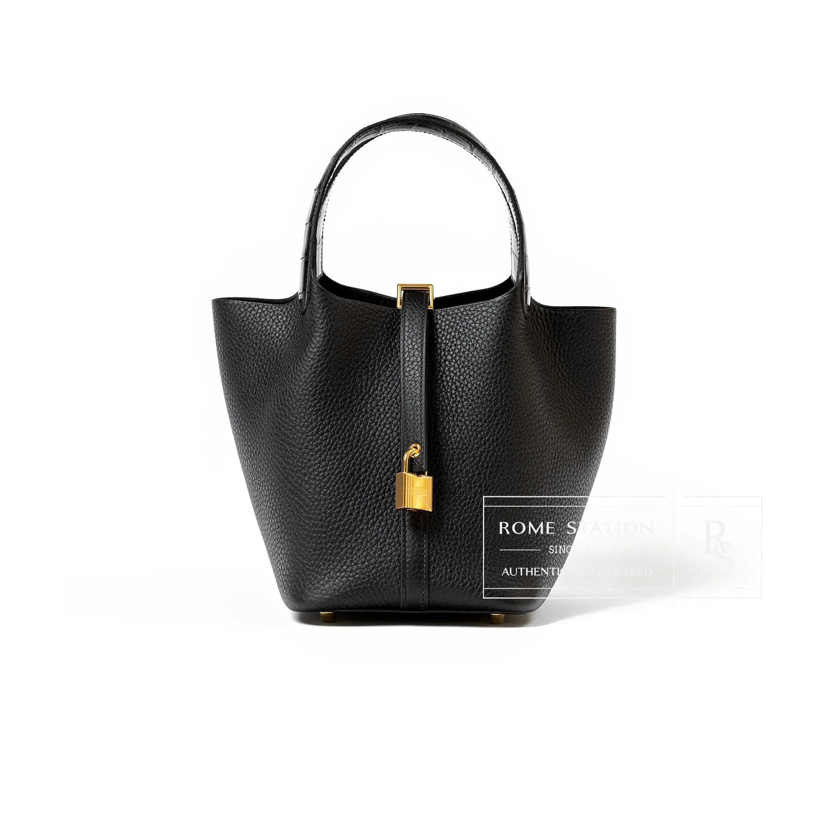 Hermès Picotin 18 Touch Black Matte Alligator and Clemence Gold Hardware