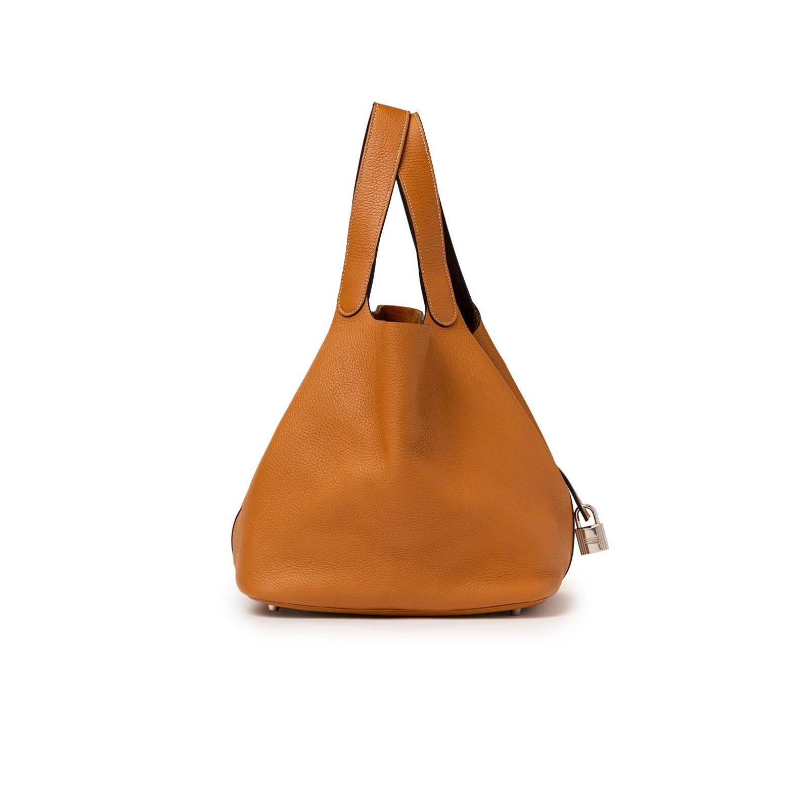 Hermès Picotin 26 Toffee Bordeaux Clemence Palladium Hardware elegant leather handbag with smooth texture and structured silhouette