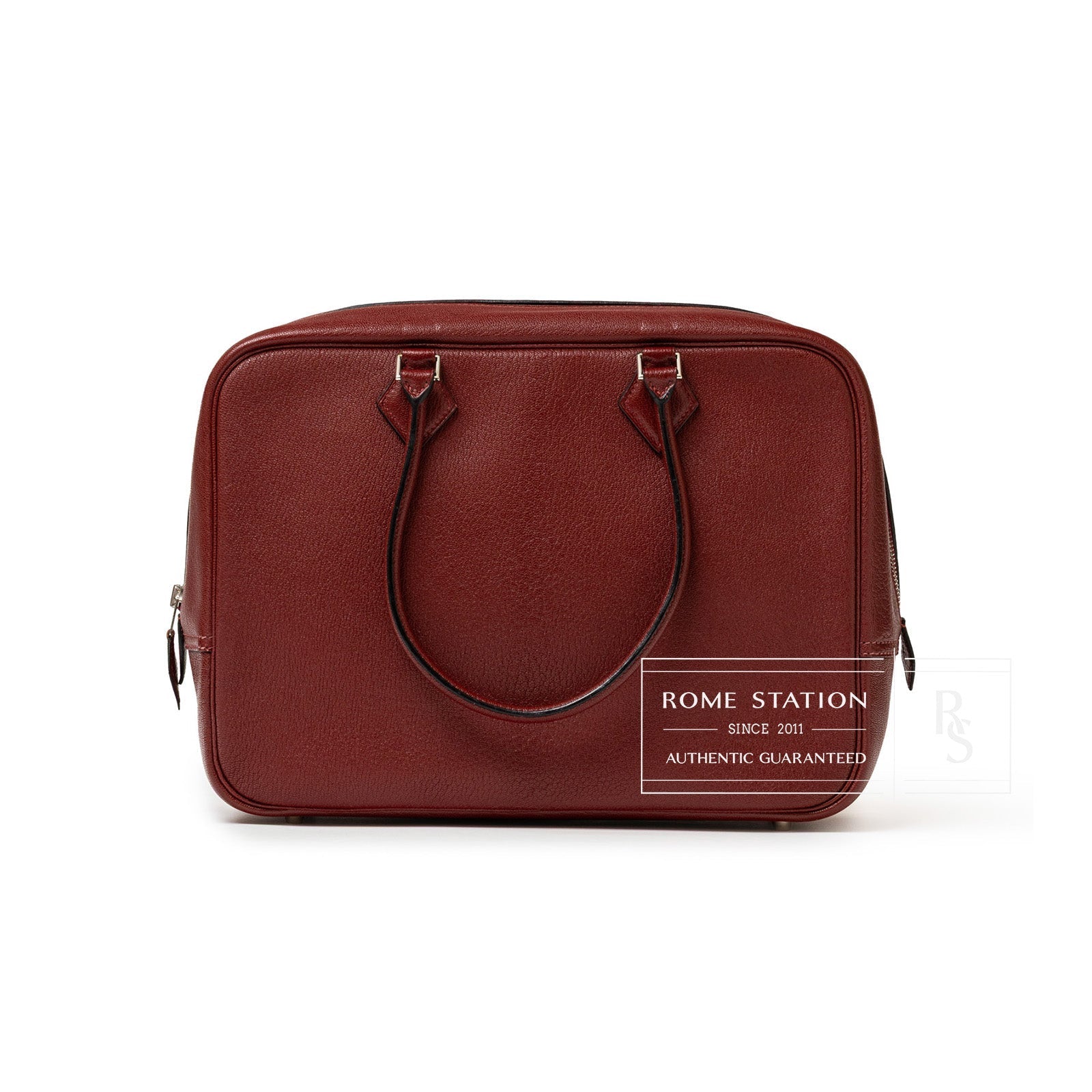 Hermès Plume 32 Rouge H Chevre Palladium Hardware