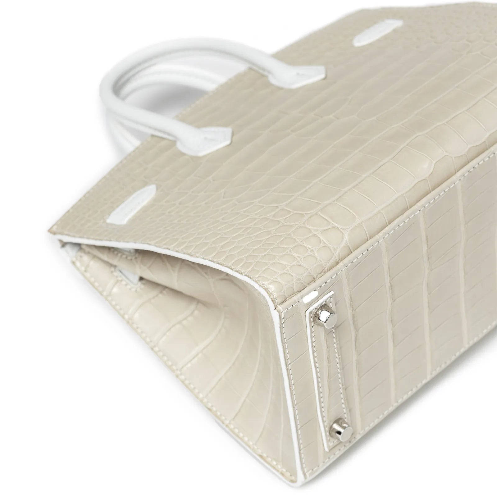 Hermès Sac Faubourg Birkin 20 White Matte Alligator Palladium Hardware