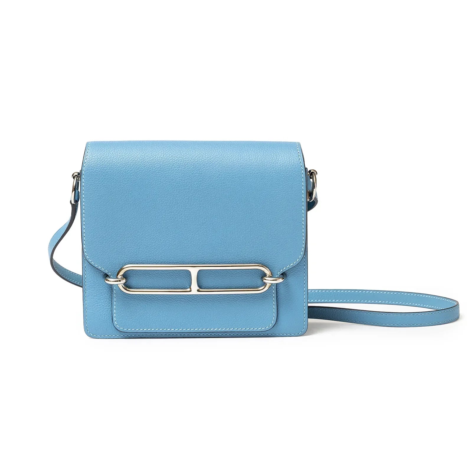 Hermès Sac Mini Roulis Blue Evercolor Palladium Hardware