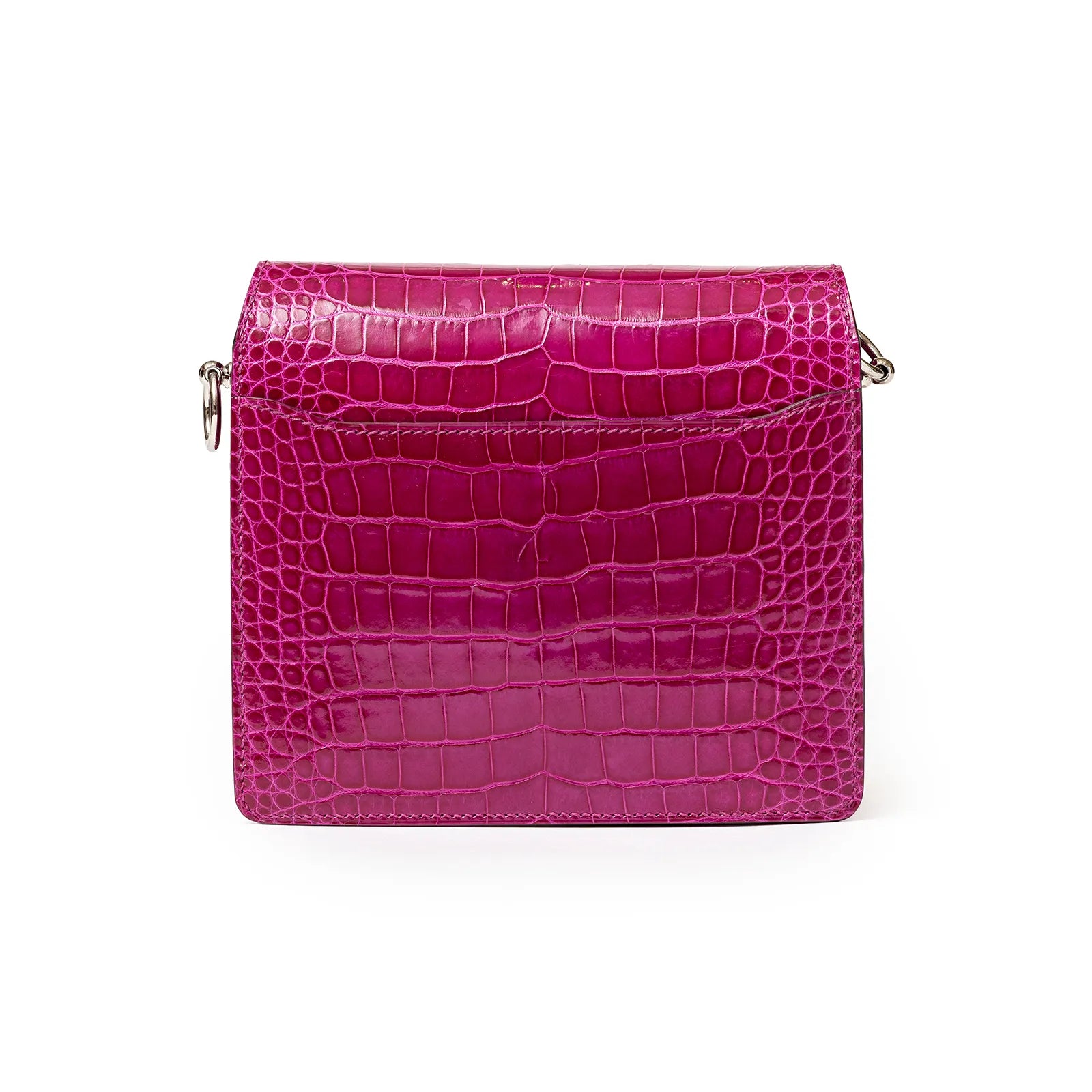 Hermès Sac Mini Roulis Rose Sheherazade Shiny Alligator Palladium Hardware