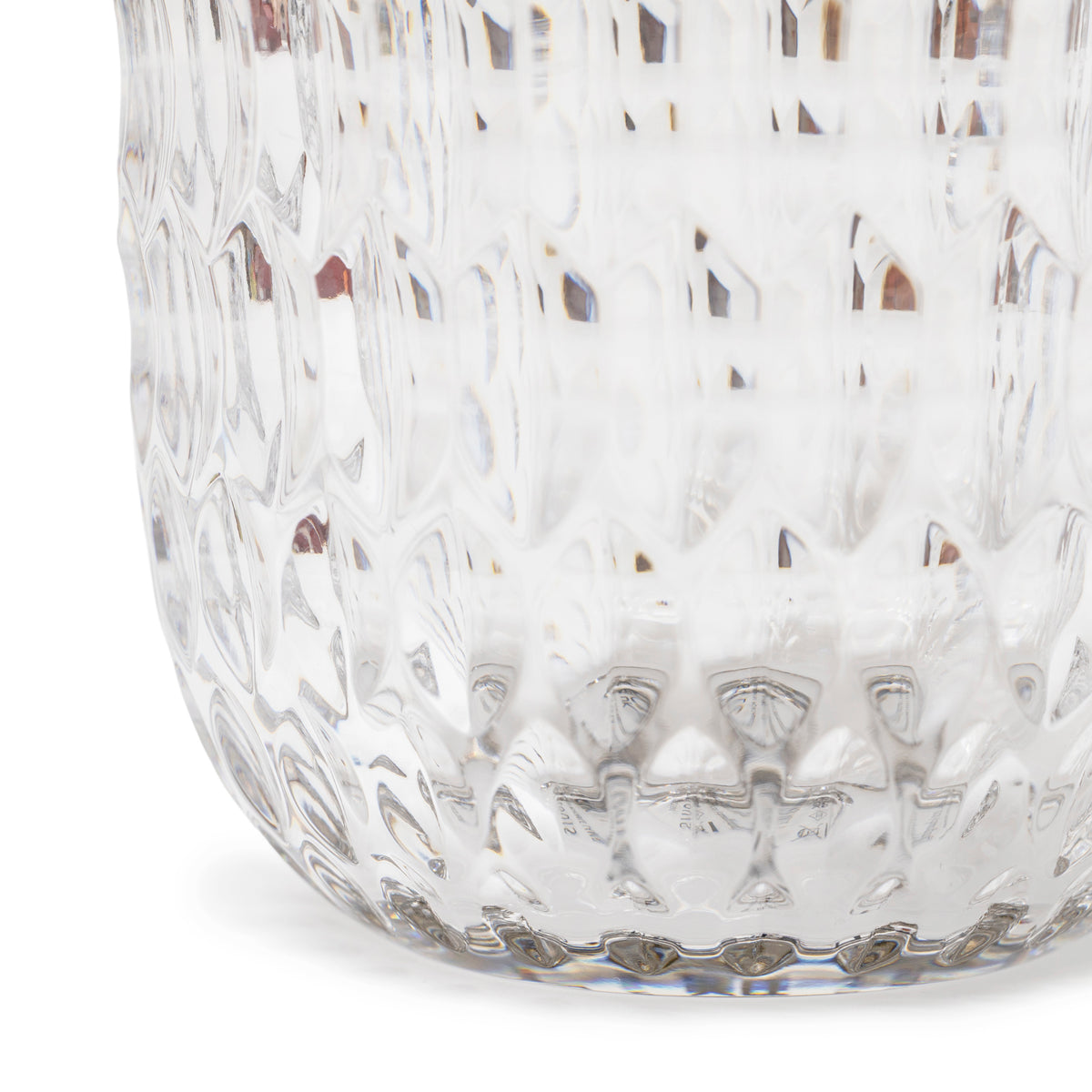 Close-up of textured glass detail on Hermès Saint Louis Folia Mini Portable Lamp Baladeuse Clear Brushed Gold