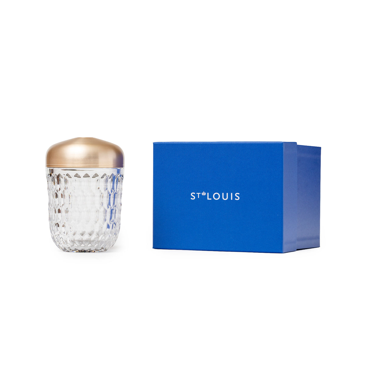Hermès Saint Louis Folia Mini Portable Lamp Baladeuse Clear Brushed Gold with blue St Louis box