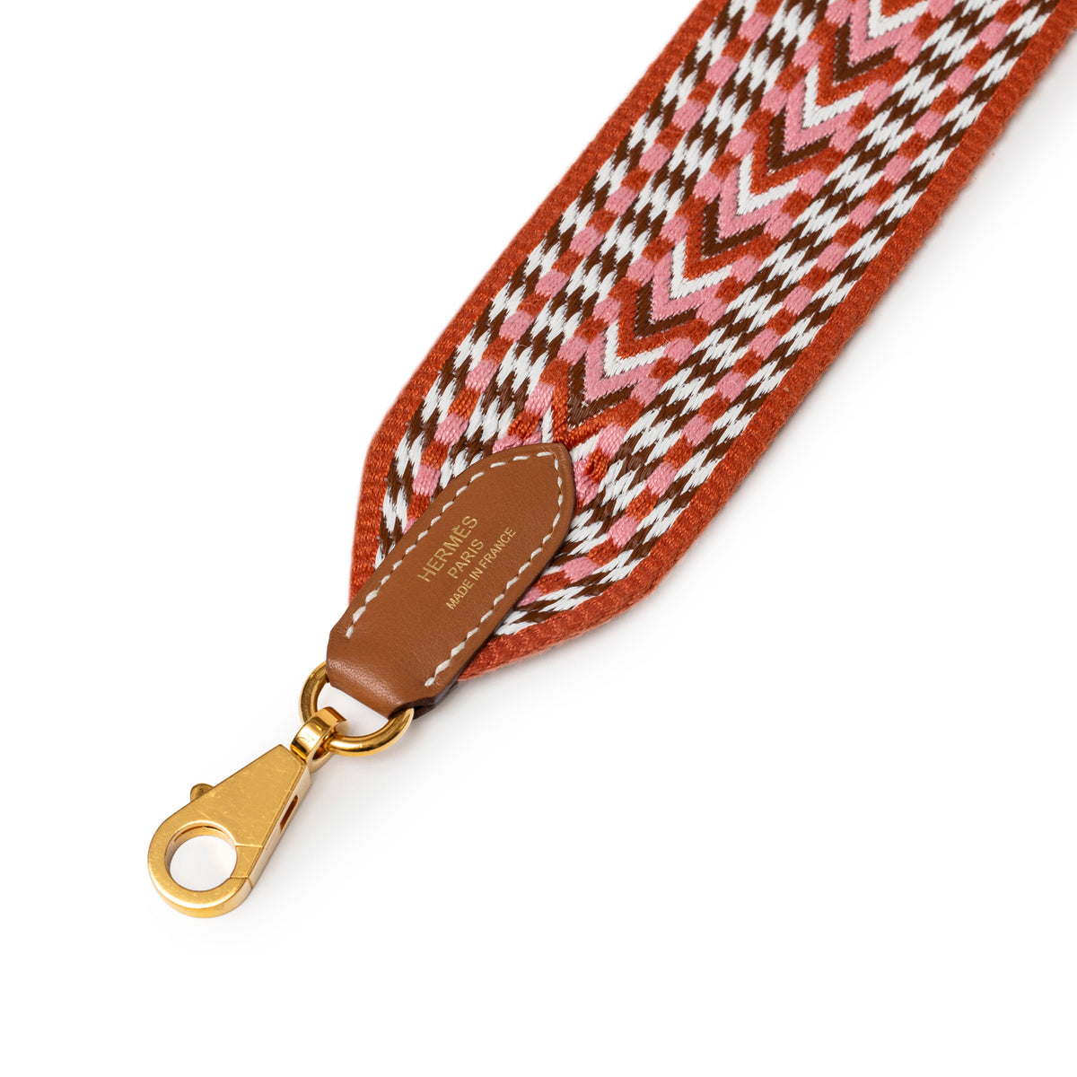 Hermès Sangle Allegro 50 mm Bag Strap Rose Confetti Blanc Gold Hardware with woven pattern and gold clasp