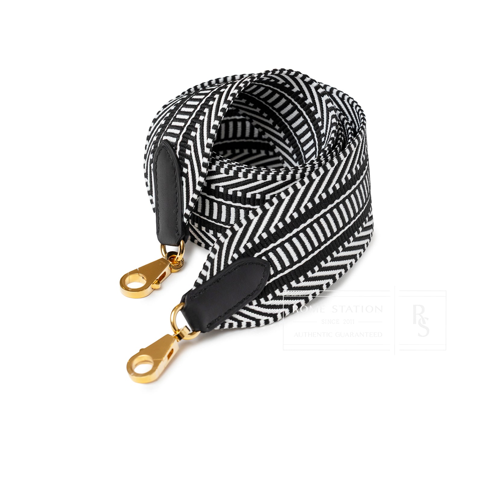 Hermès Sangle Cavale 50 mm Bag Strap Black & White