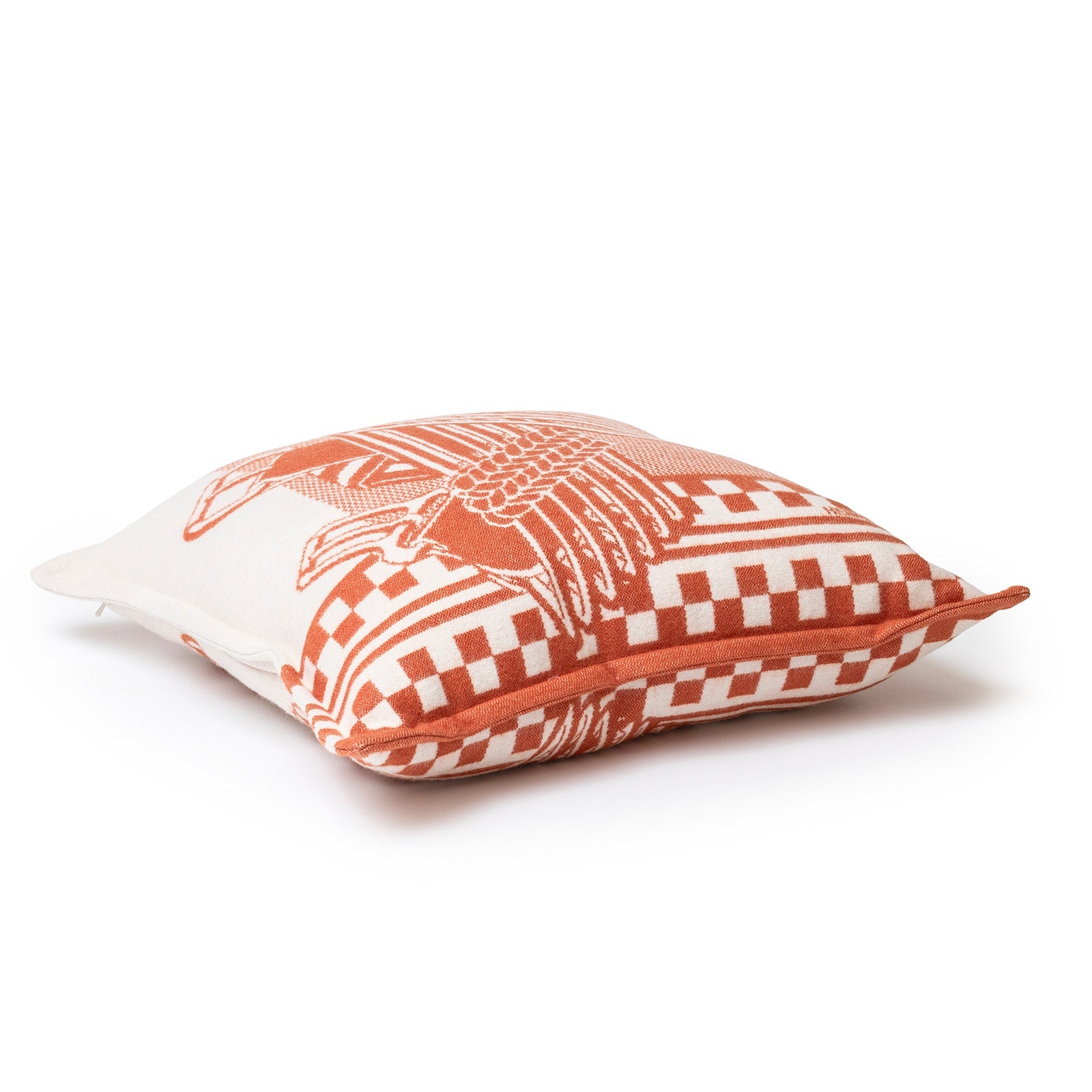 Hermès Sangles en Zig Zag Pillow Laine Cream/Rose 50cm