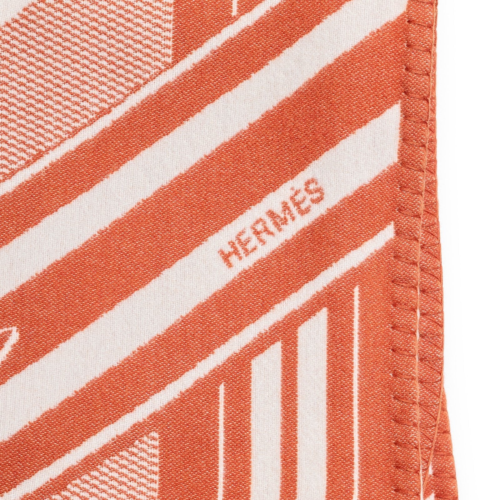 Hermès Sangles en Zig Zag Throw Blanket Laine Cream/Rose