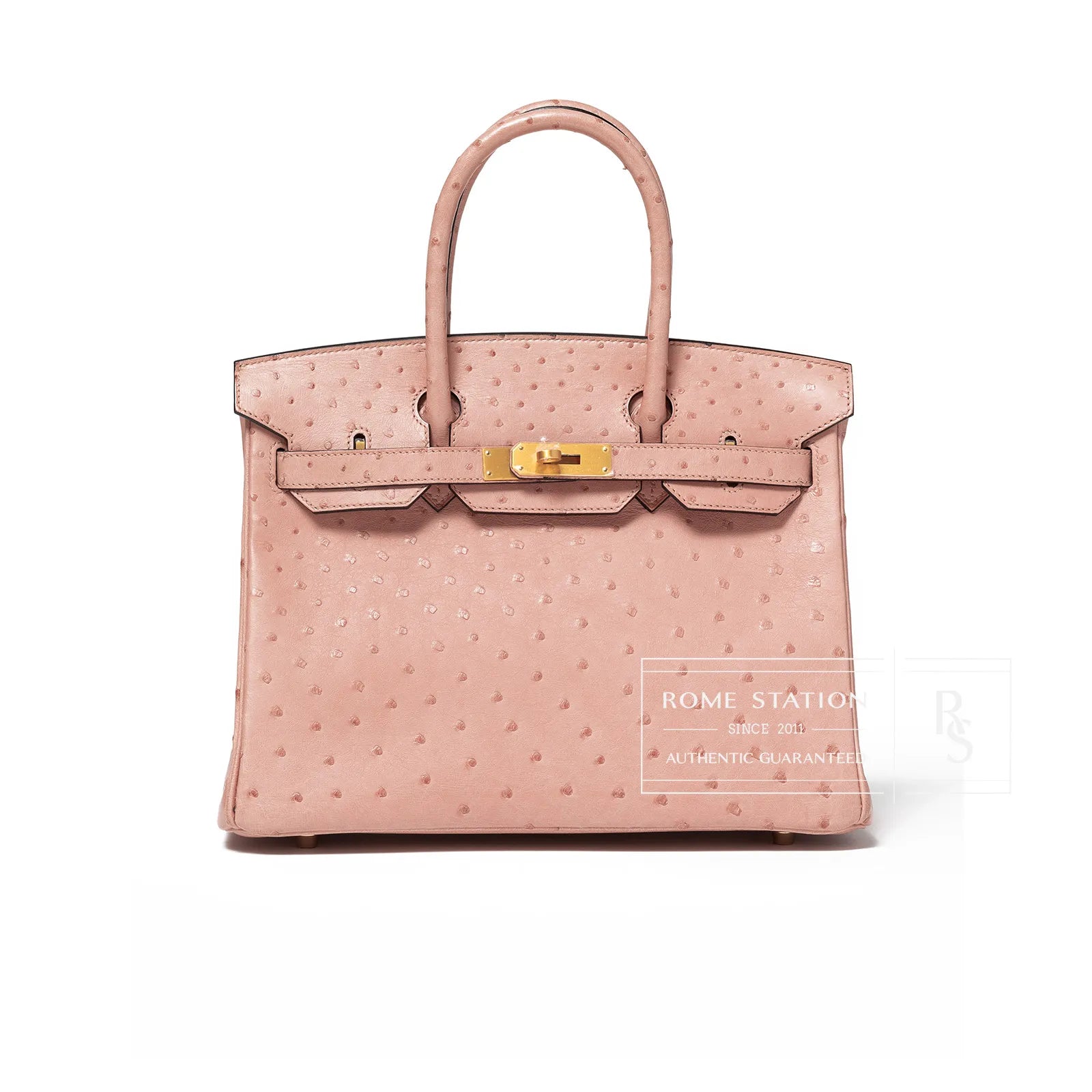 Hermès Horseshoe Birkin 30 Terre Cuite/Gris Ostrich Brushed Gold Hardware