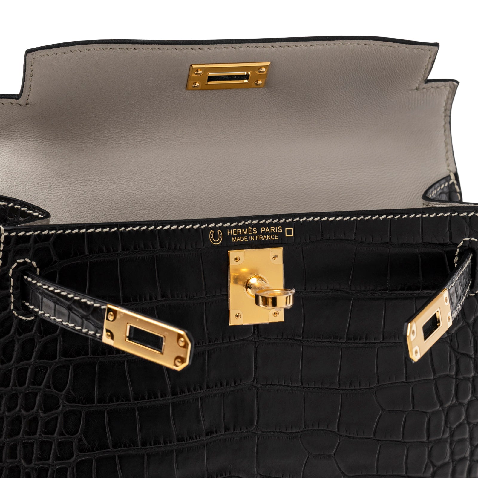 Hermès Special Order HSS Horseshoe Mini Kelly II Black Gris Matte