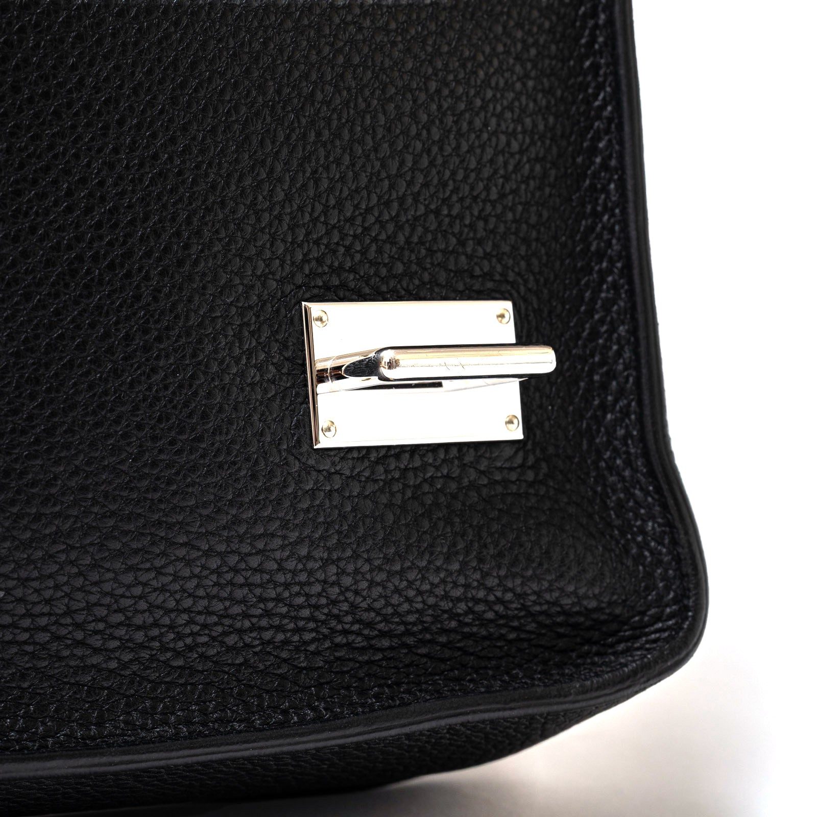 Hermès Steve Caporal Messenger 28 Black Clemence Palladium Hardware - Detail