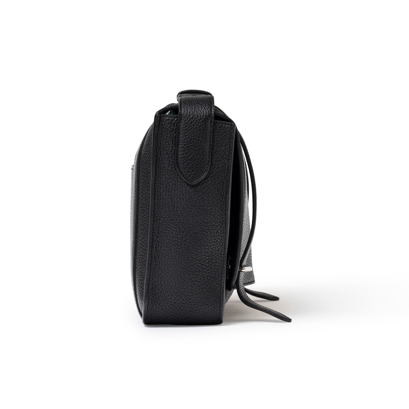 Hermès Steve Caporal Messenger 28 Black Clemence Palladium Hardware - Side Left