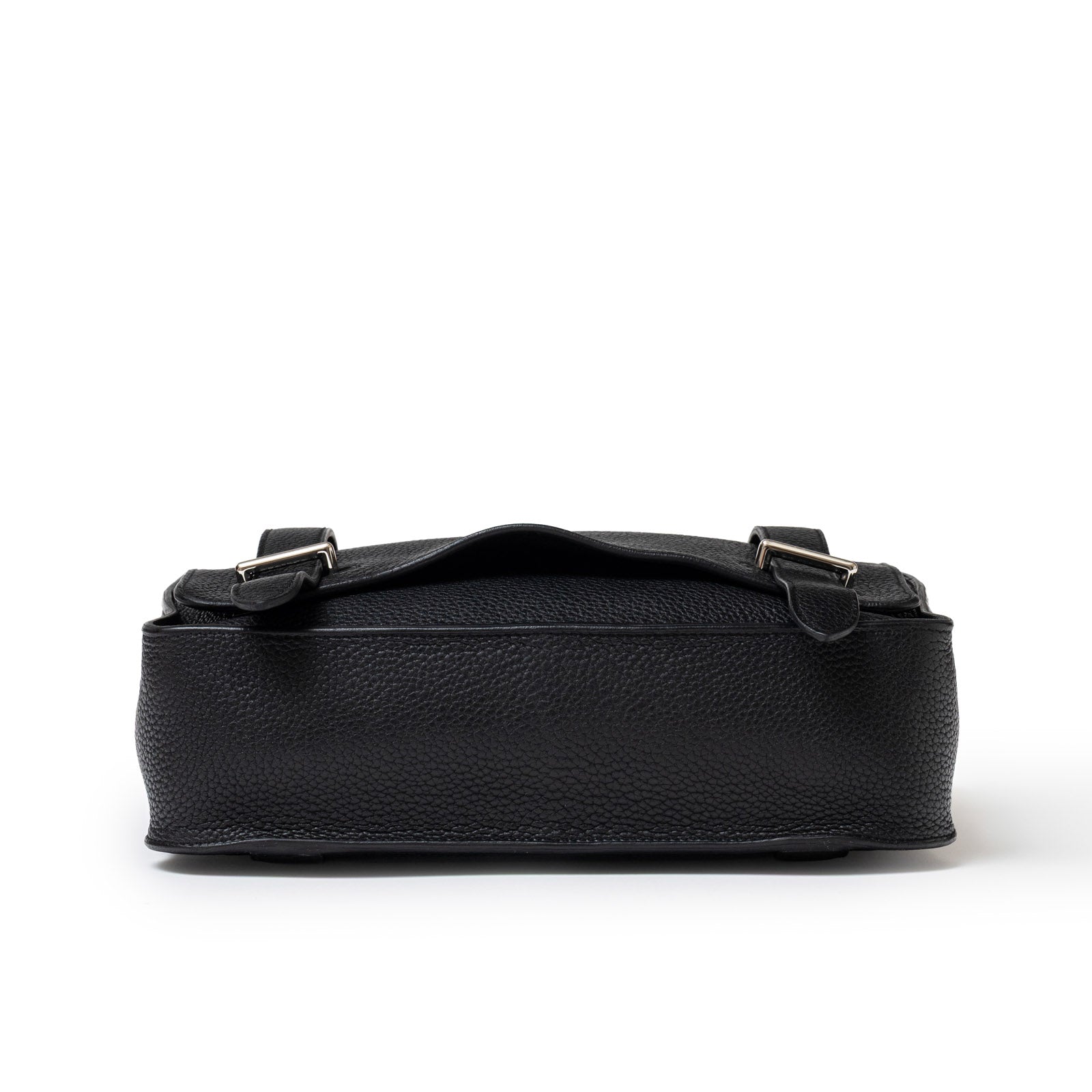 Hermès Steve Caporal Messenger 28 Black Clemence Palladium Hardware - Bottom