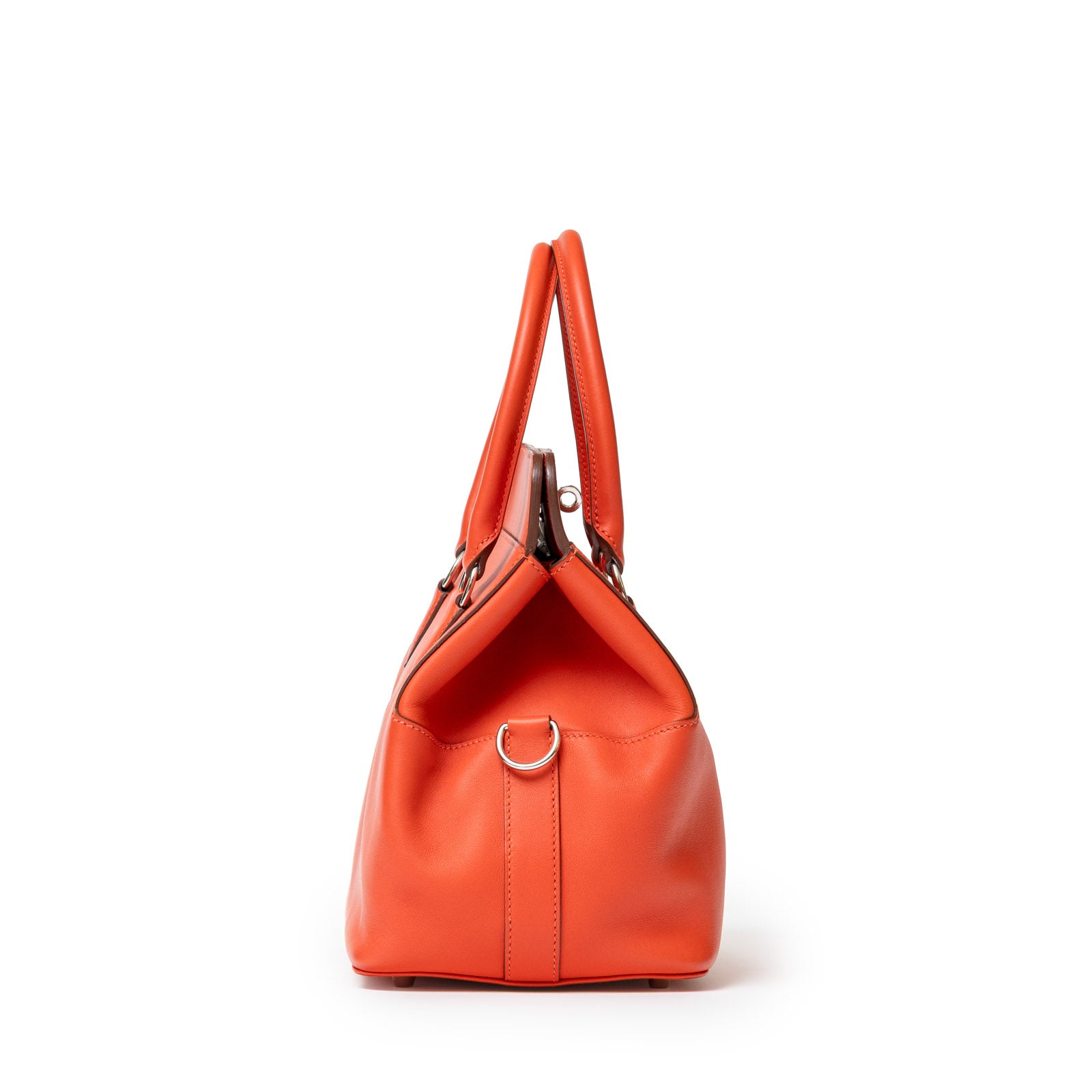 Hermès Tool Box 20 Rouge Swift Palladium Hardware - Side Left