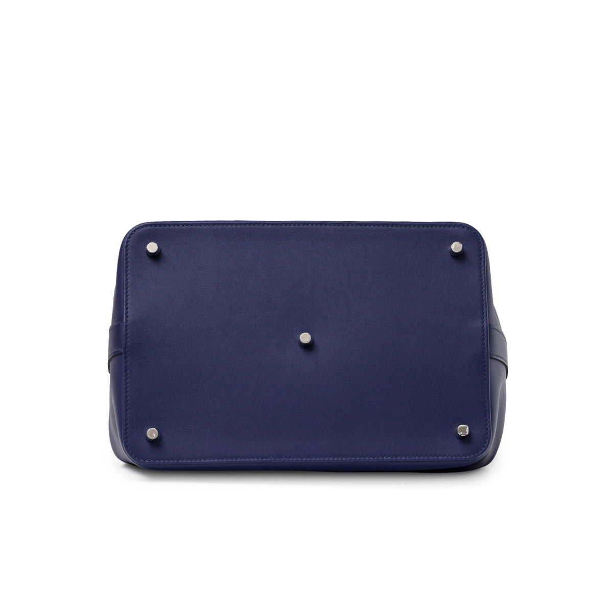 Hermès Tool Box 26 Blue Encre Blue Zellige Swift Palladium Hardware bottom view