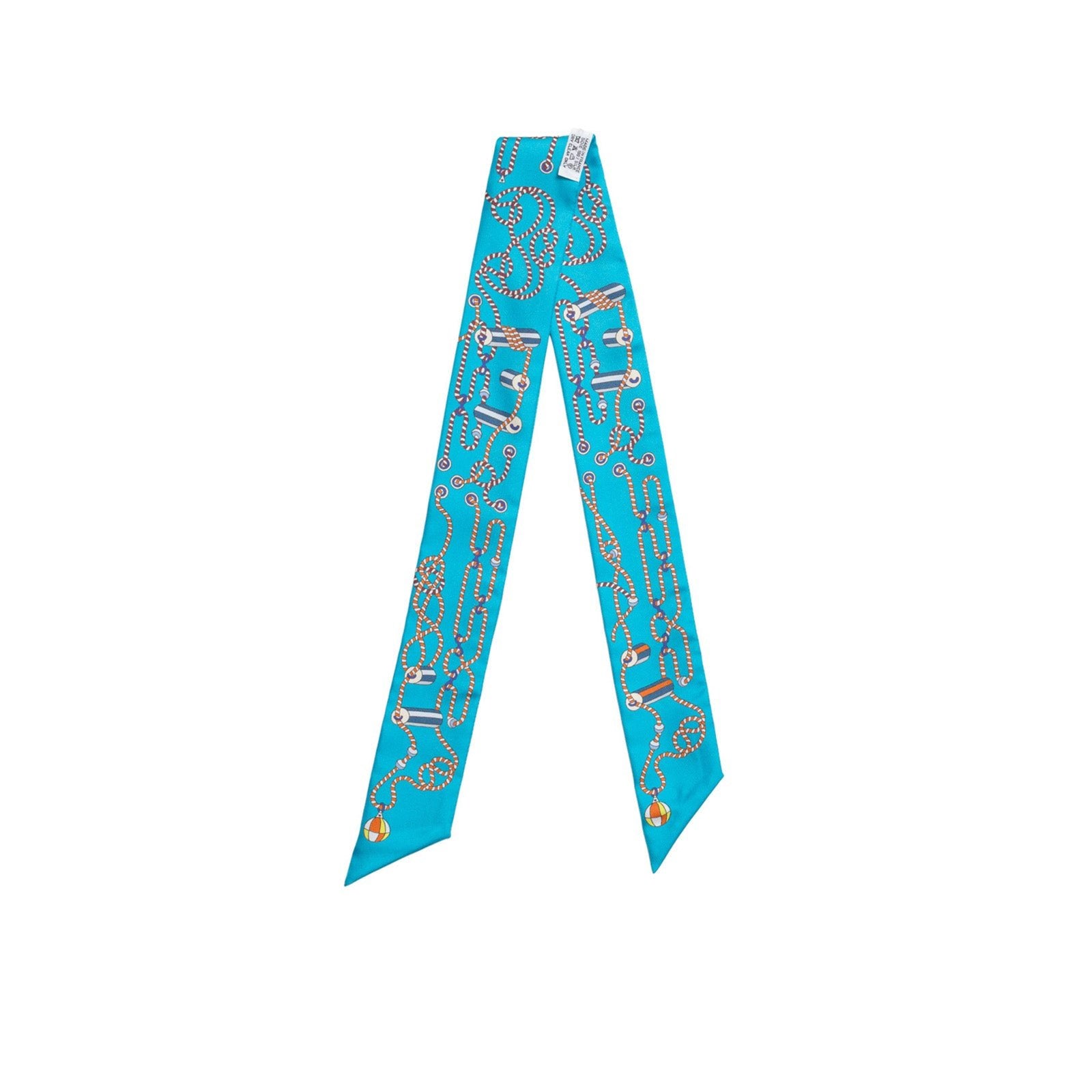 Hermès Twilly Cordages Turquoise/Orange/Blanc - Back