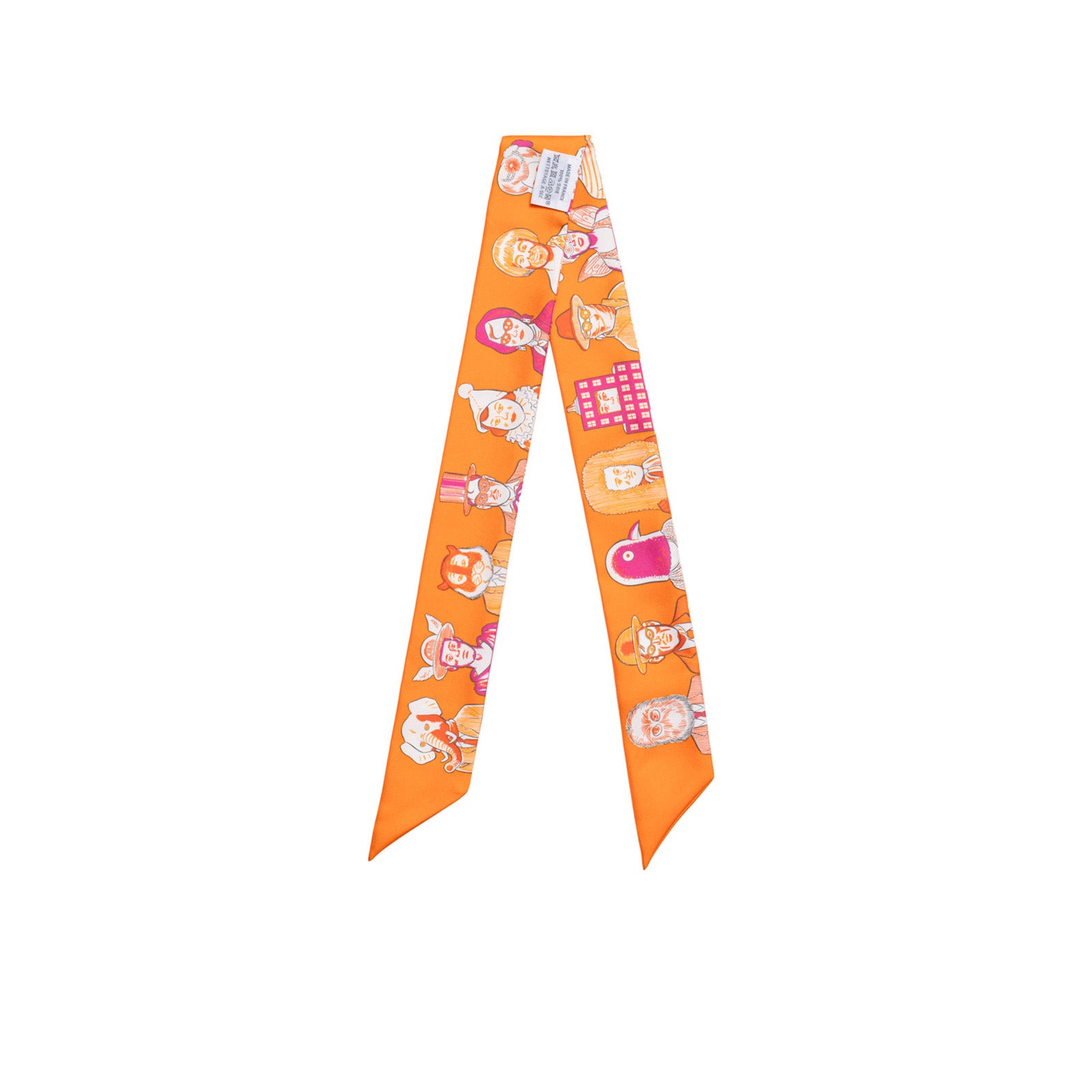 Hermès Twilly Dress Code Orange Fuchsia Blanc Silk Scarf | Rome