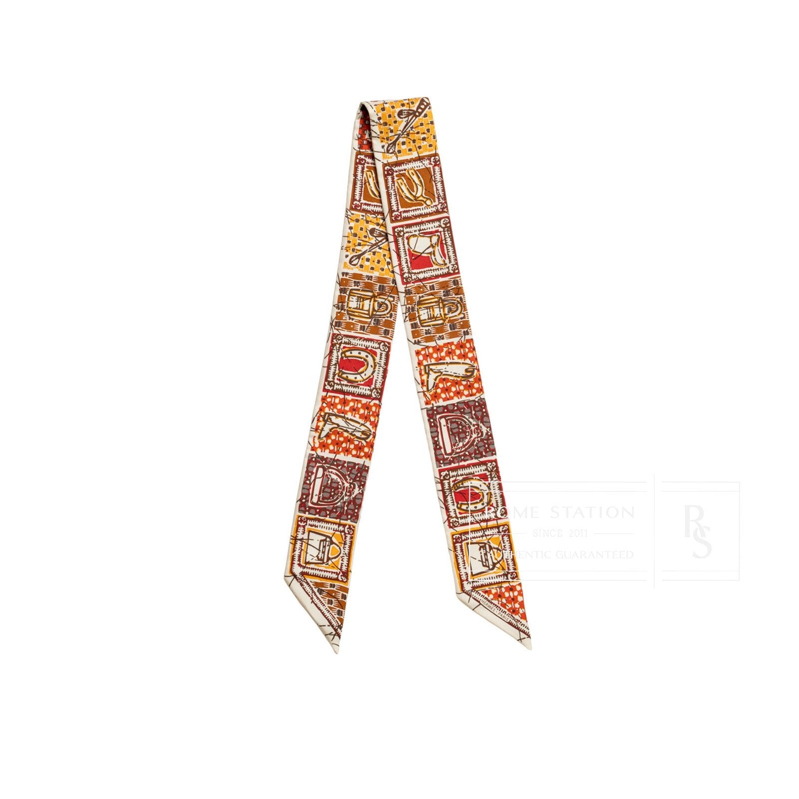 Hermès Twilly Le Boubou H Rouge/Blanc/Orange - Front