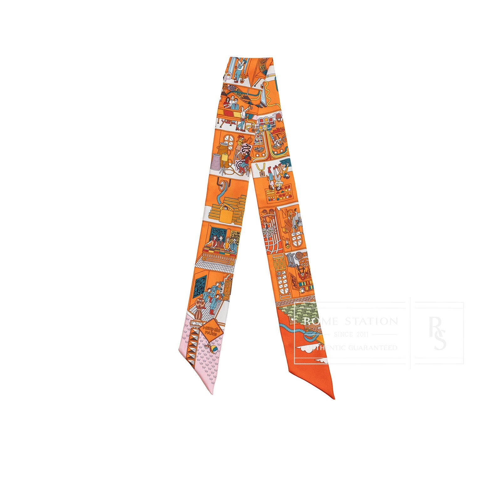 Hermès Twilly Maison des Carres Orange Ladies Orange/Pink/Multi
