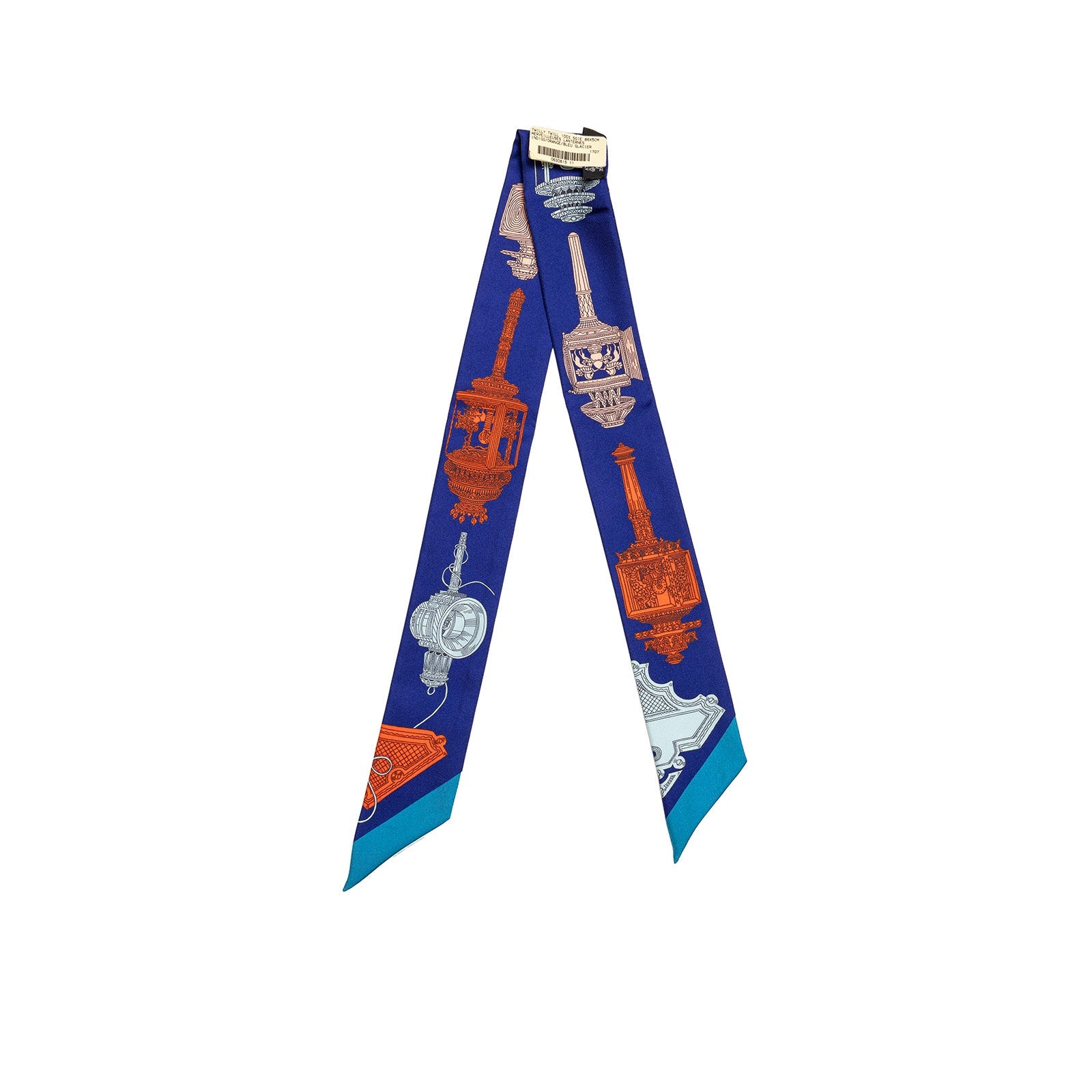 Hermès Twilly Merveilleuses Lanternes Indigo/Orange/Bleu Glacier