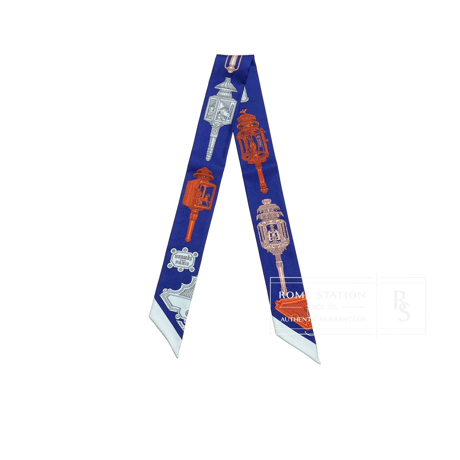 Hermès Twilly Merveilleuses Lanternes Indigo/Orange/Bleu Glacier
