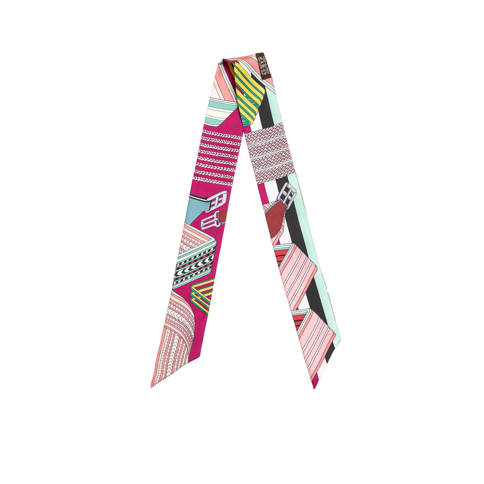 Hermès Twilly Sangles En Zigzag Fuchsia/Vert/Jaune