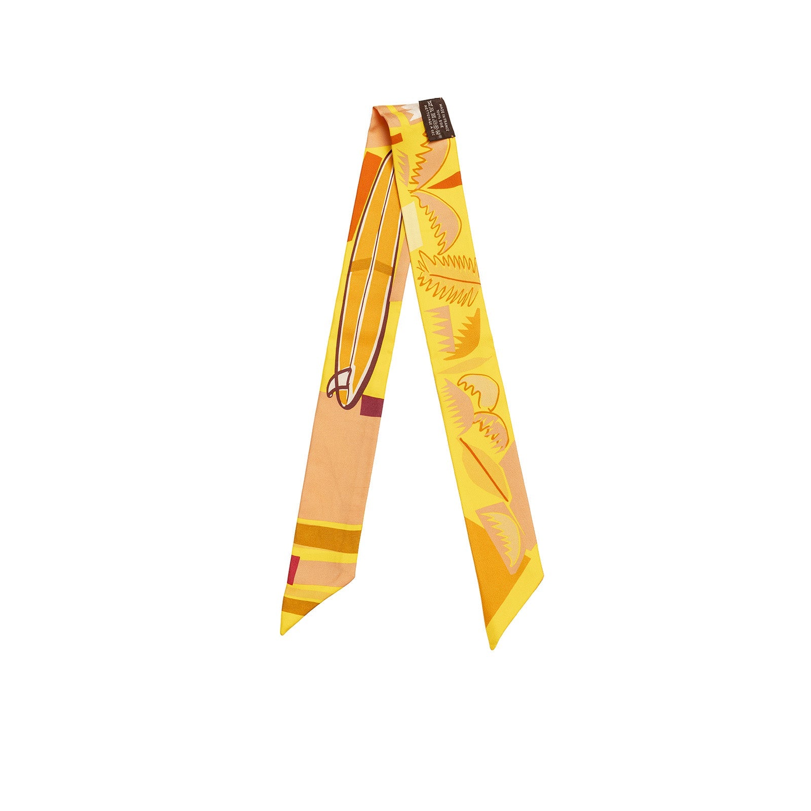 HERMES ツイリー HK-Hermes 100% Silk Yellow Hermès Twilly “Silk Sea Surf and Fun” in Jaune, Vif & Abricot