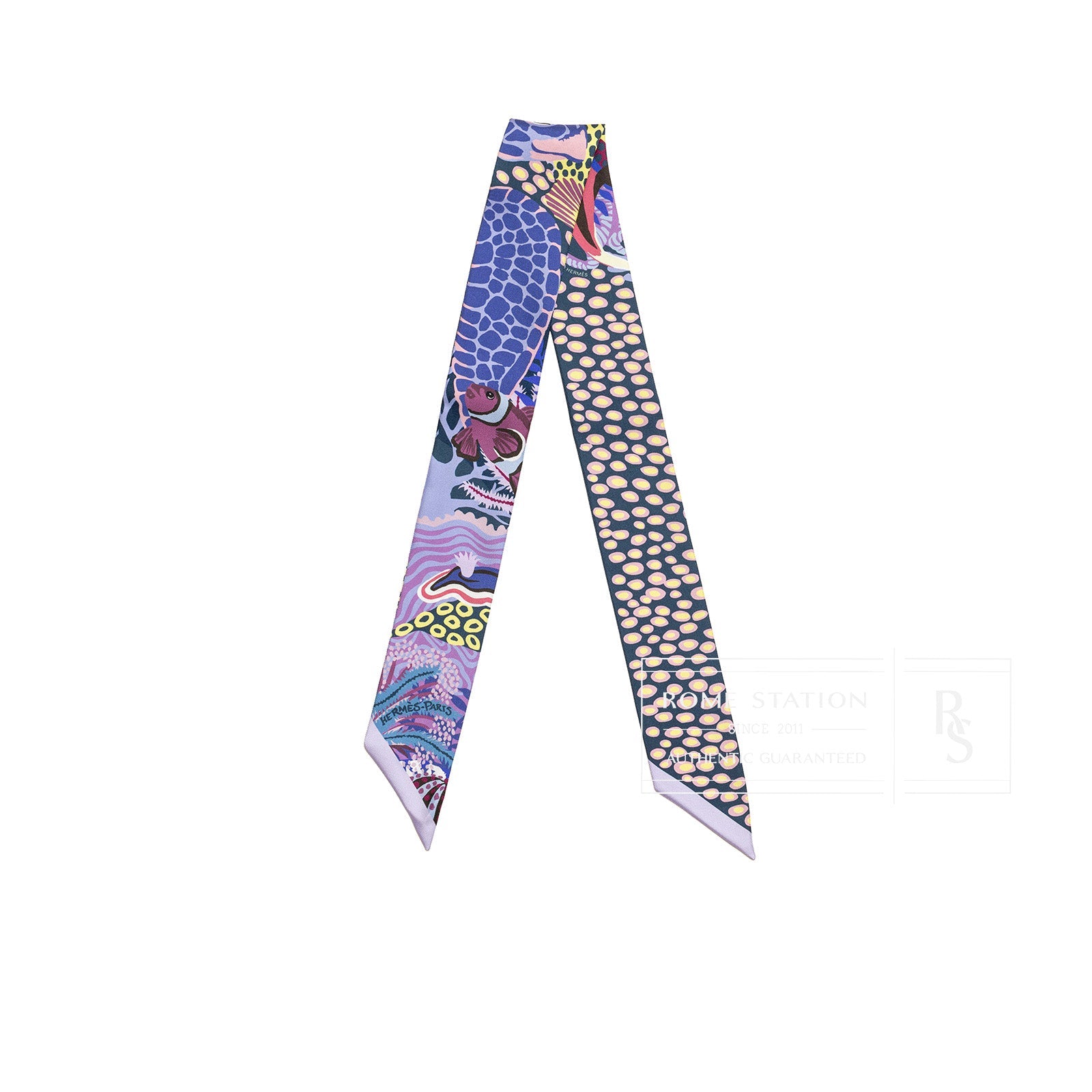 Hermès Twilly Under The Waves Mauve Marine Jaune Silk Scarf – Rome