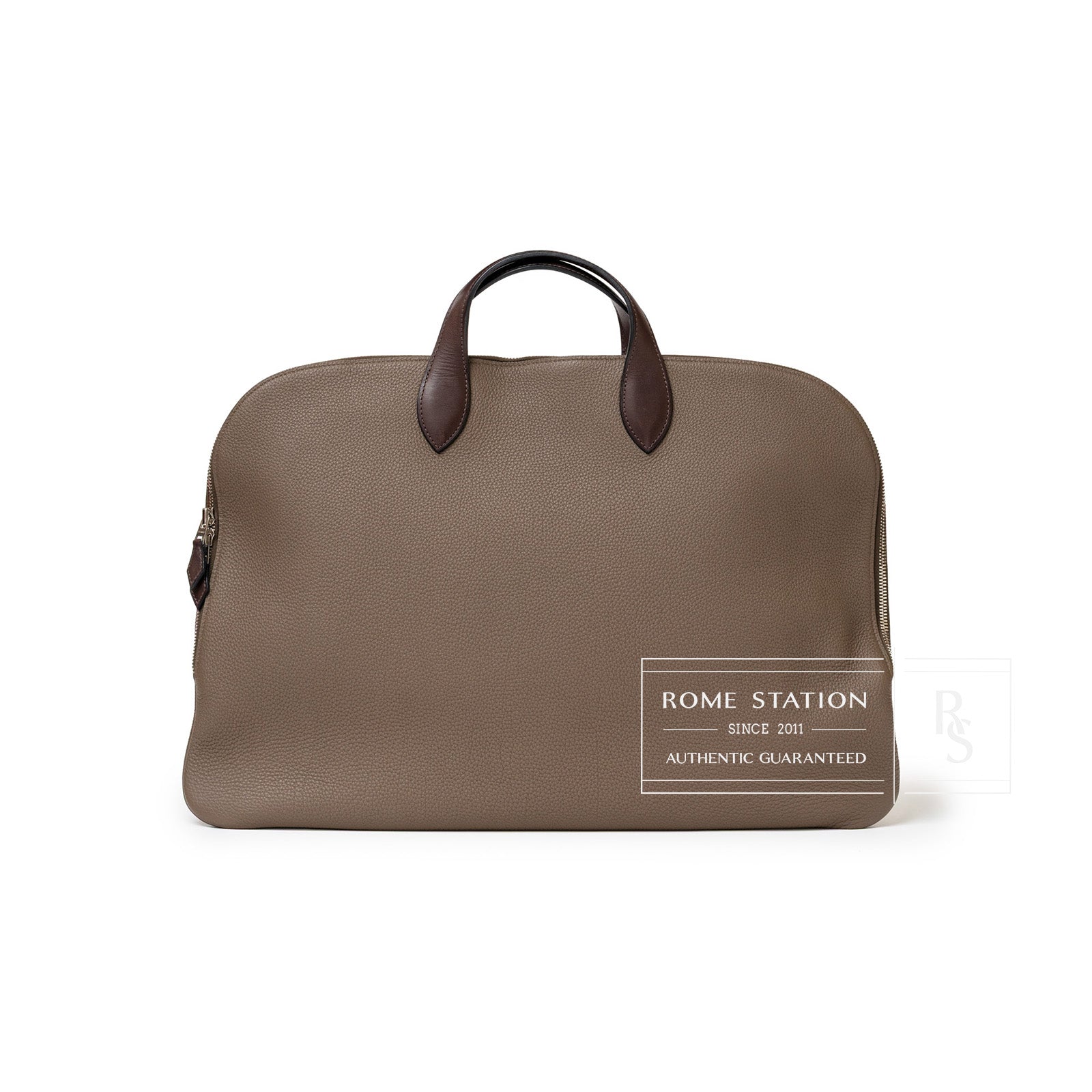 Hermès Victoria Business Bag Etoupe Togo/Toile - Front