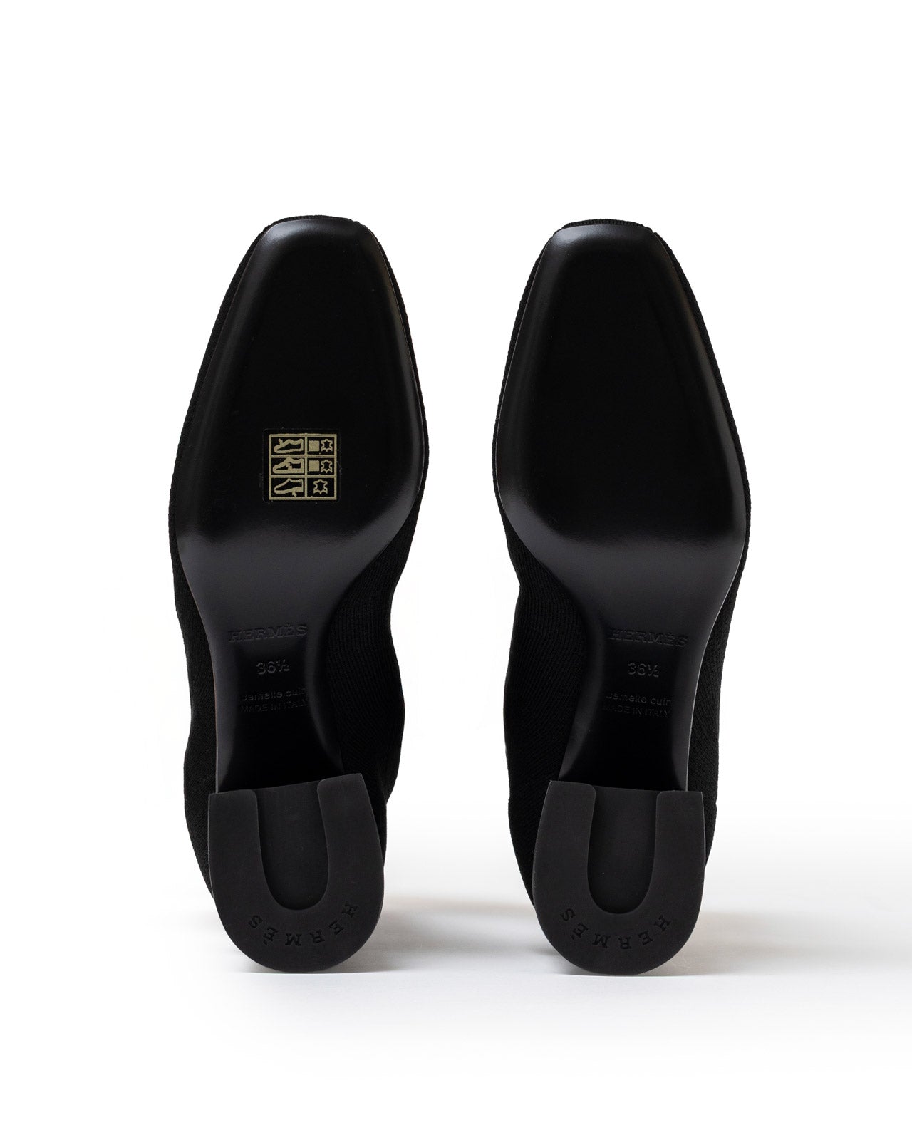 Hermès Volver 60 Ankle Boots Black Knit/Calf 36.5 - Bottom