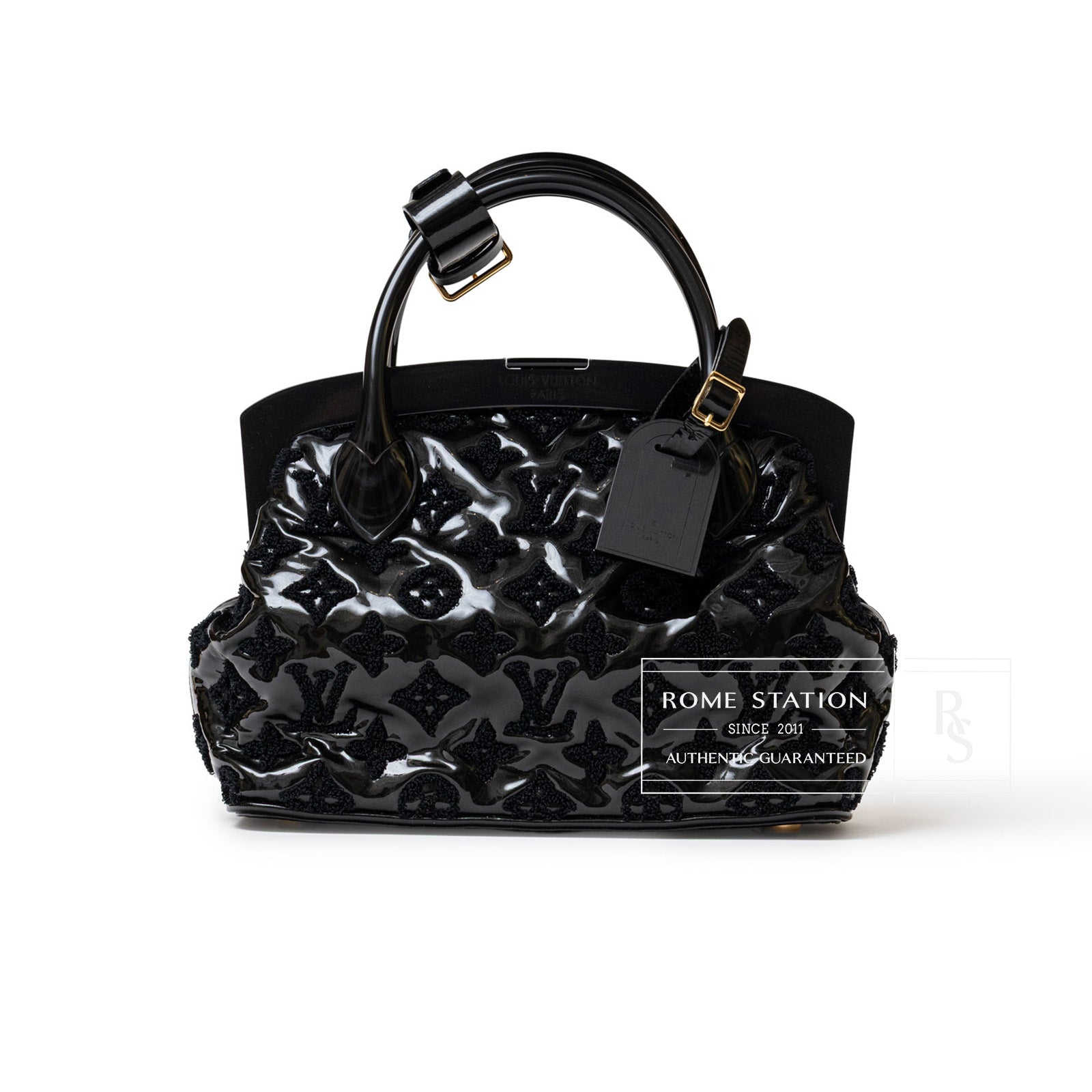 Louis Vuitton Fascination Lockit BB Black Patent Lambskin Gold Hardware - Front