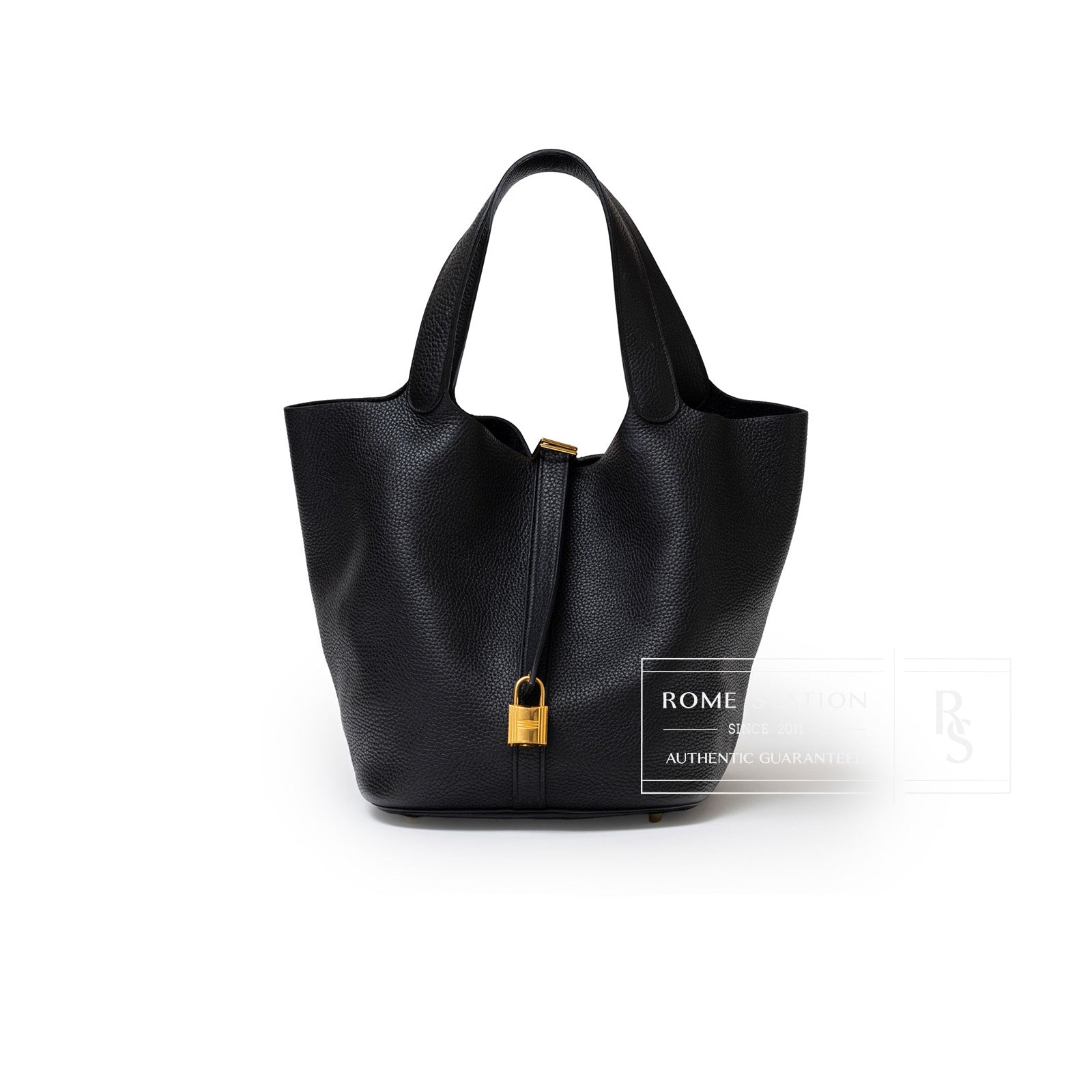 Hermès Picotin 26 Black Clemence Gold Hardware - Front