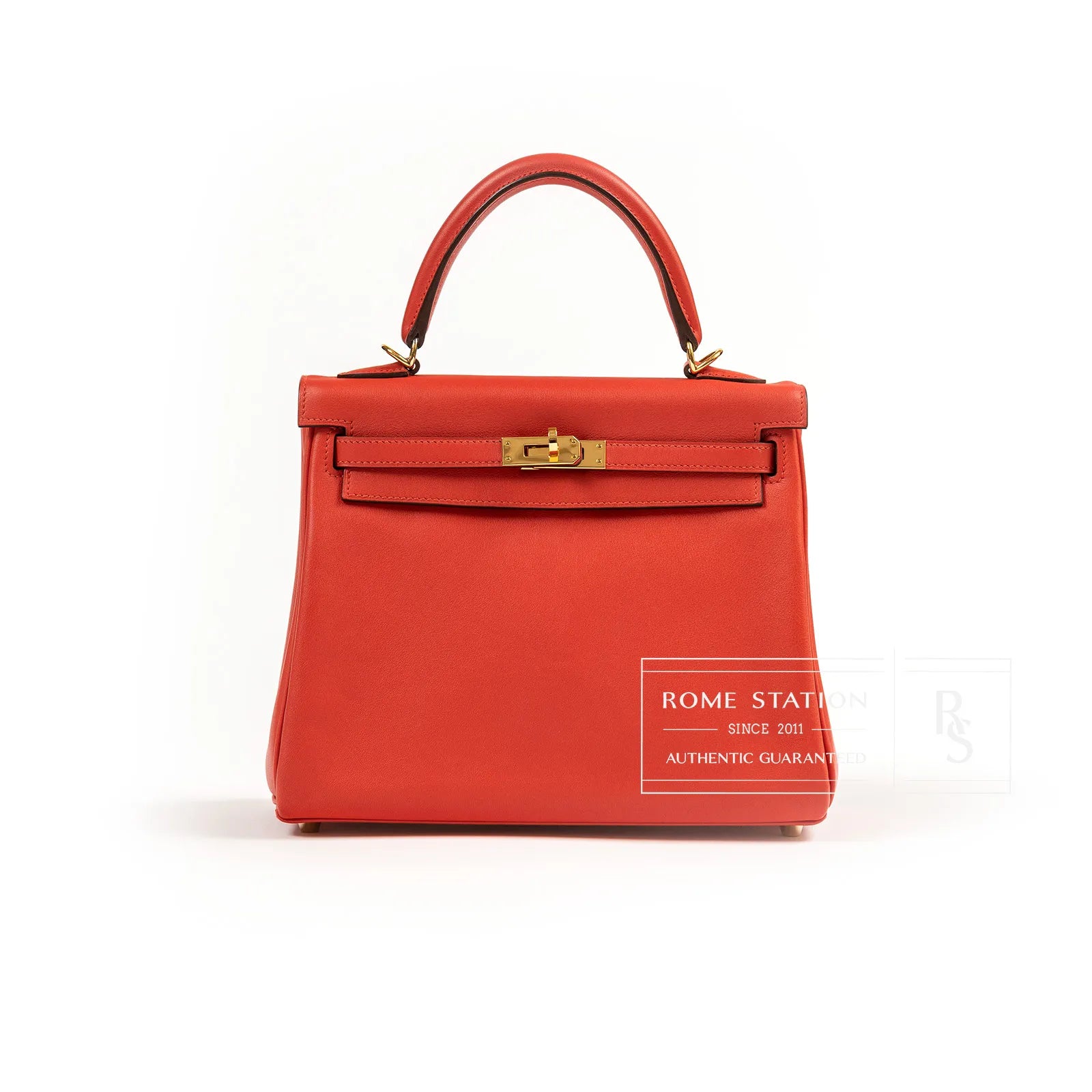 Hermès Kelly Retourne 25 Rouge Swift Gold Hardware