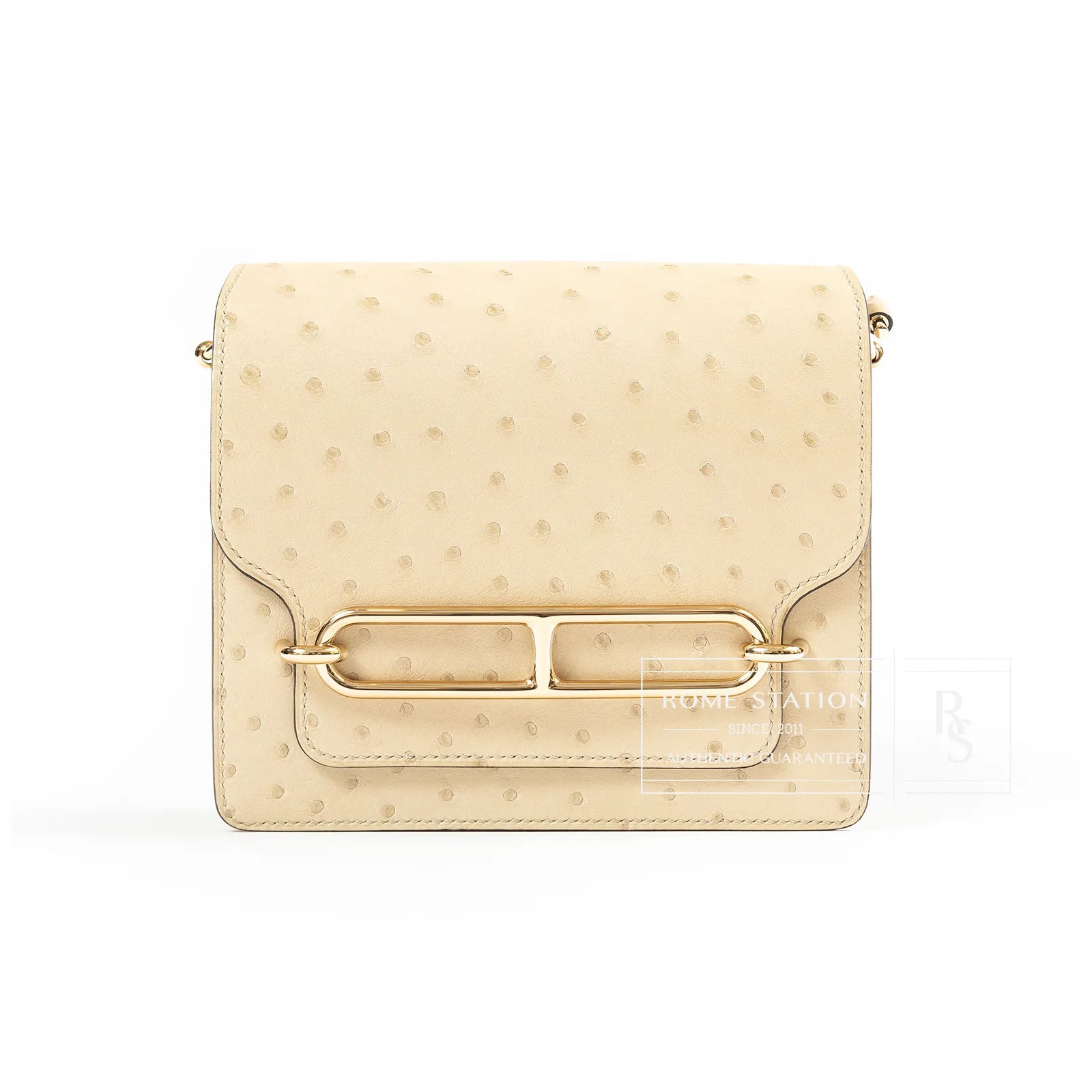 Hermès Mini Roulis Parchemin Ostrich Permabrass Hardware