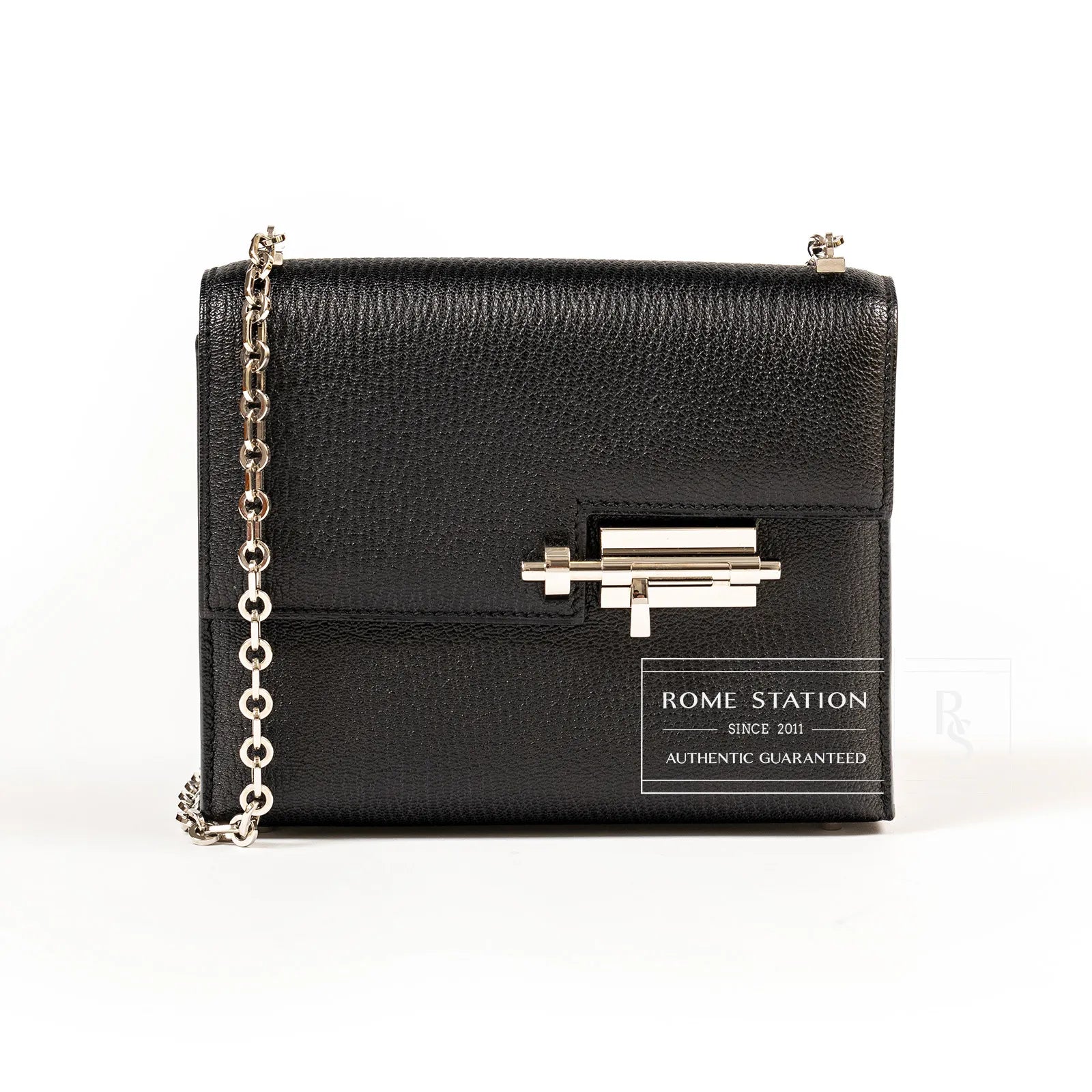 Hermès Mini Verrou Black Chevre Mysore Palladium Hardware
