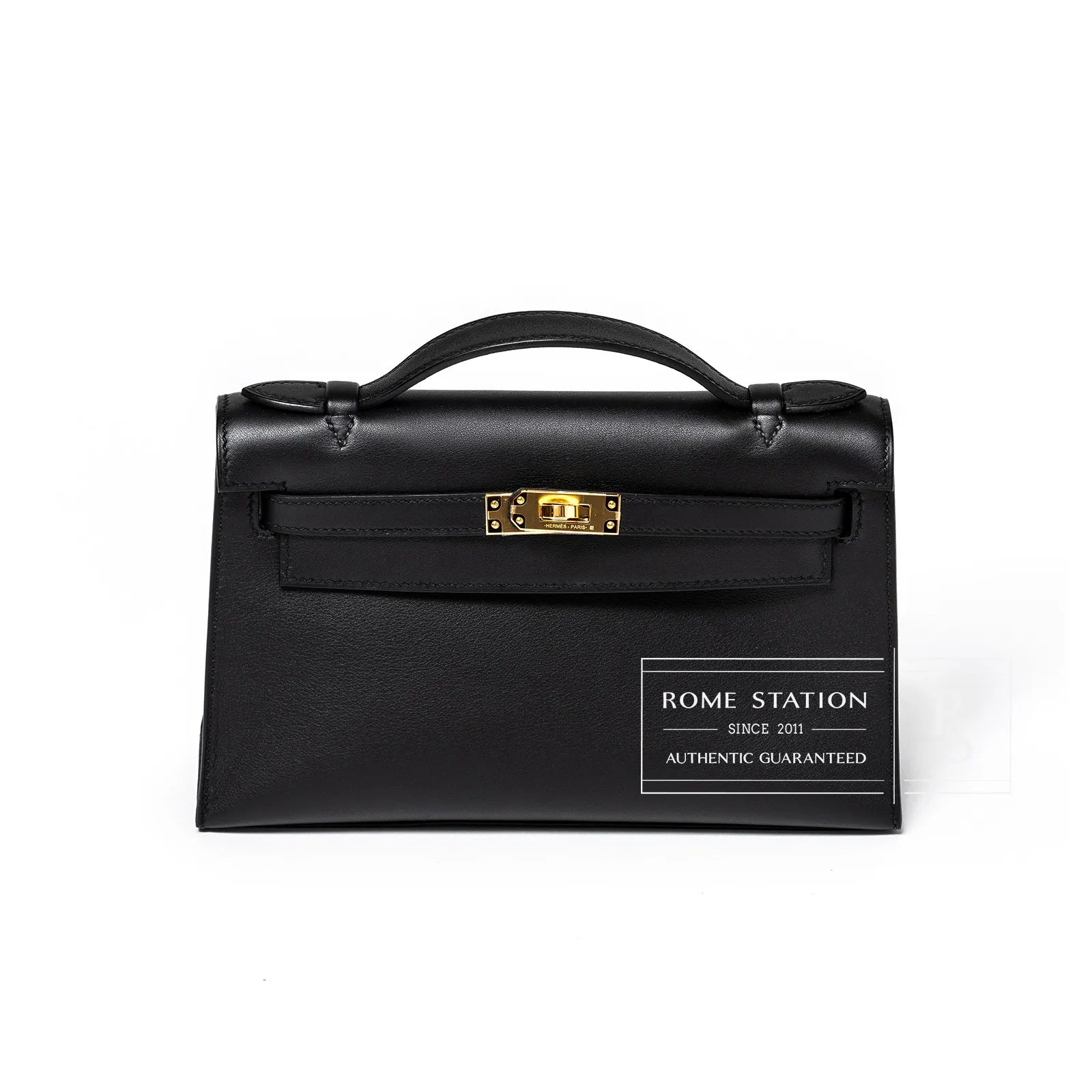 Hermès Kelly Pochette Black Swift Gold Hardware