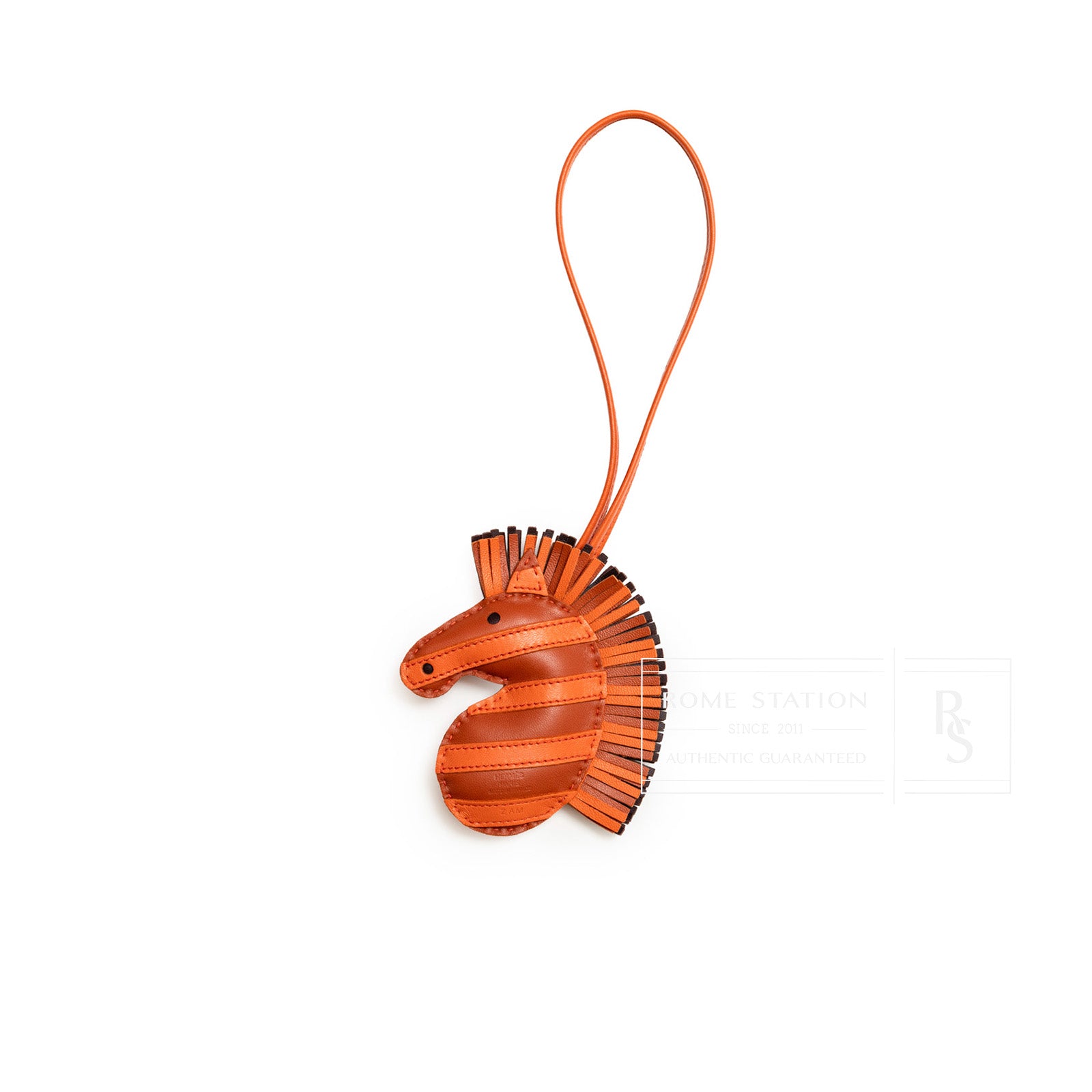 Hermès Milo Geegee Savannah Bag Charm PM Carnelian/Poppy/Rouge Sellier Swift - Front