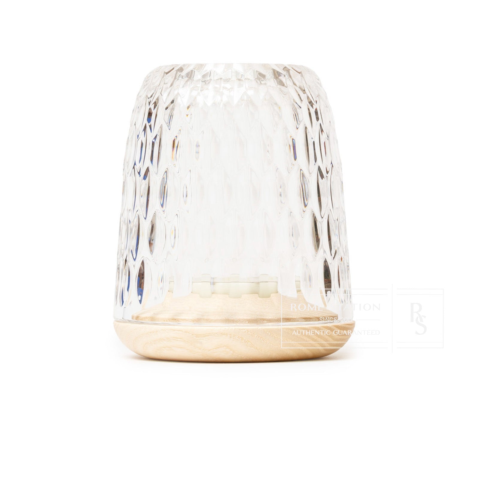 Saint Louis Crystal Folia Crystal & Clear Wood Small Photophore Candle